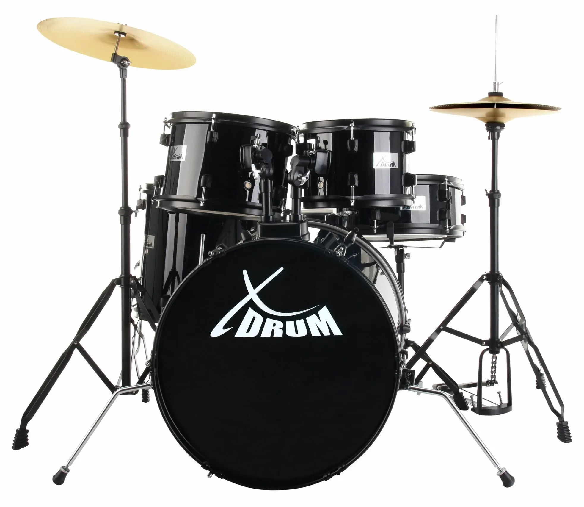 XDrum Rookie 20" Studio Batteria Completa Black - Ideale per Principianti - Hardware Elegante in nero - Incl. Bacchette, Istruzioni di Montaggio e Scuola di Batteria - Nero