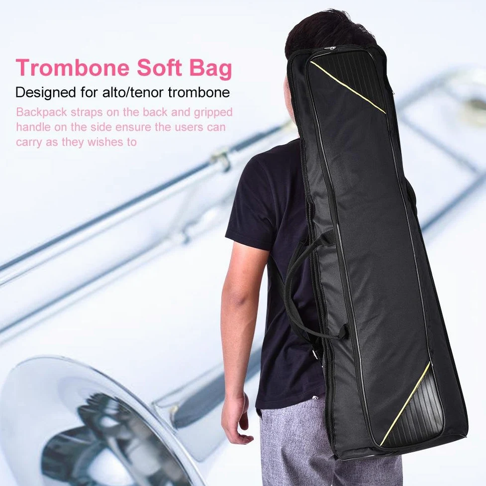 Dilwe Borsa per Trombone, Portatile Alto/Tenore, Tessuto Oxford Impermeabile, 2 Scomparti Separati, Nero