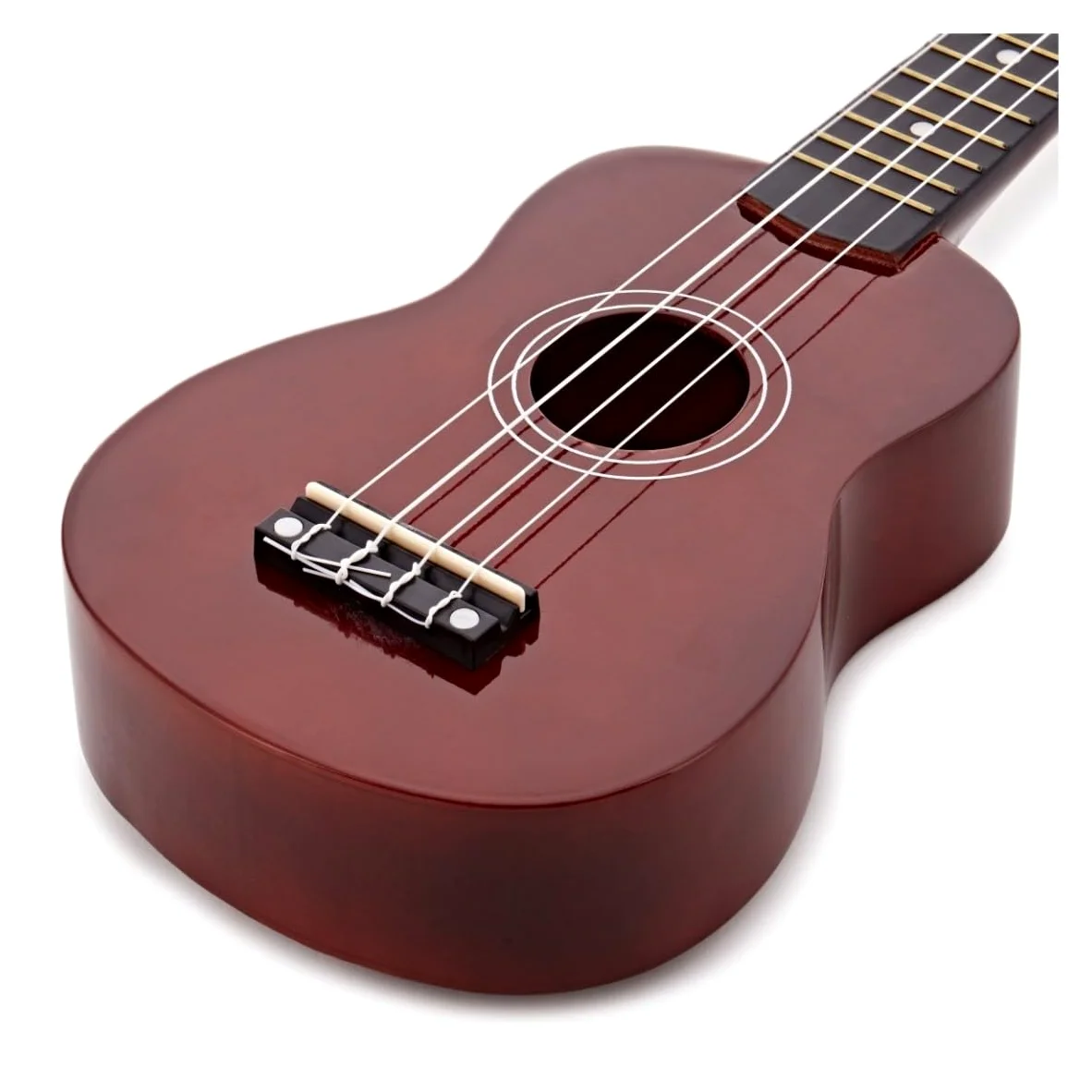 Pack Ukulele Soprano di Gear4music, Accordatore, Custodia e Corde | Tono Classico di Ukulele Soprano, Corpo Durevole in Tiglio, Manico Acero Ebanizzato, Compatto per Viaggiare, Custodia