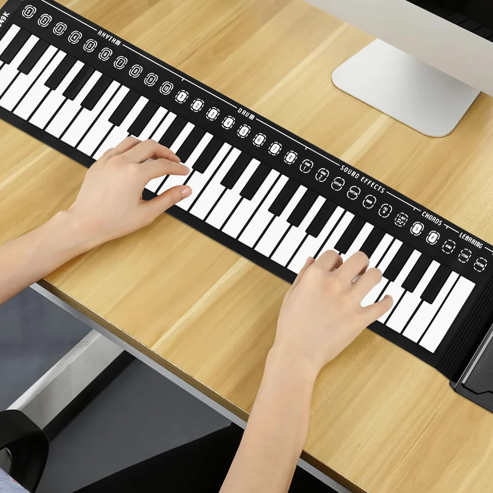 Baluue Pianoforte Digitale Portatile Funzione Registrazione e Ritmo Regolabile 49 Tasti Arrotolabile in Silicone per Principianti e Ragazzo Ragazza
