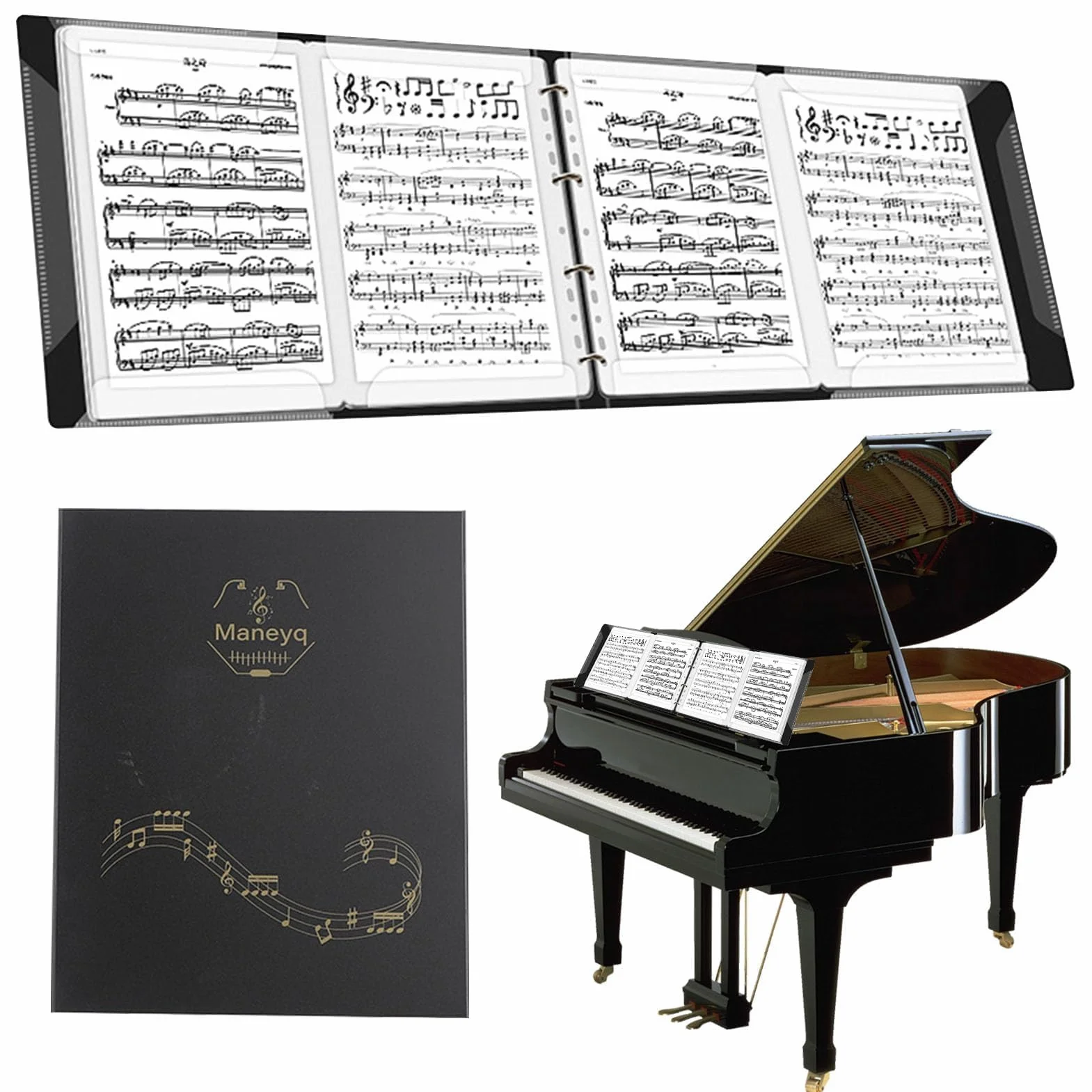 Cartella per spartiti, Raccoglitore per spartiti per pianoforte formato A4 staccabile capacità di 52 pagine espandibile portadocumenti per contenere spartiti e archiviare file