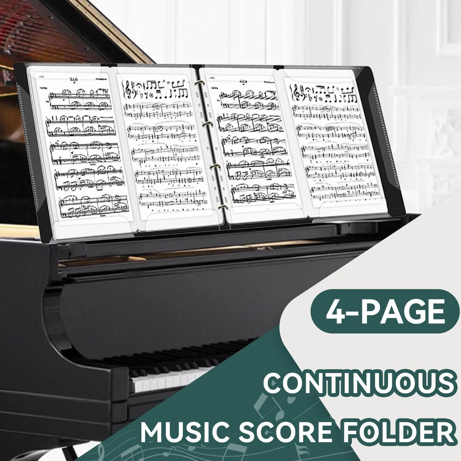 Cartella per spartiti, Raccoglitore per spartiti per pianoforte formato A4 staccabile capacità di 52 pagine espandibile portadocumenti per contenere spartiti e archiviare file
