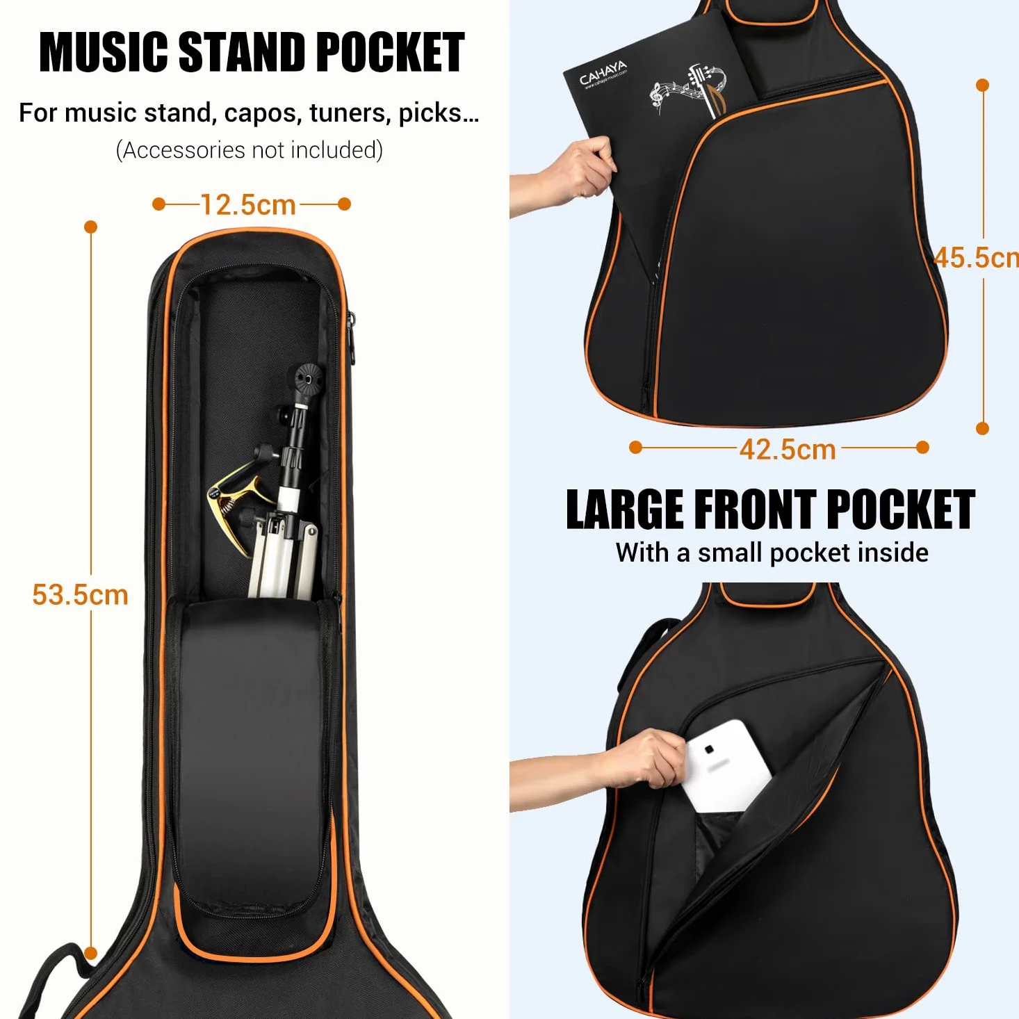 CAHAYA Borsa per Chitarra Acustica 44 Pollici Chitarra Custodia Chitarra per Jumbo e Dreadnought con 2 Modi di Trasportare