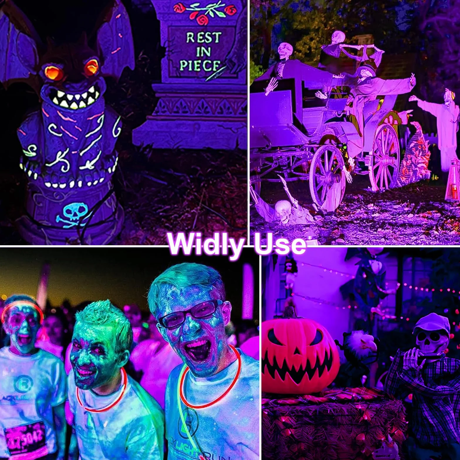 Eleganted Luce Nera UV, 100W Faretto UV LED con Spina, IP66 Impermeabile Faretto Ultravioletta 395-405nm Black light per Festa,Pittura Fluo,Poster Fluorescente,Bar,Halloween,Party,Discoteca