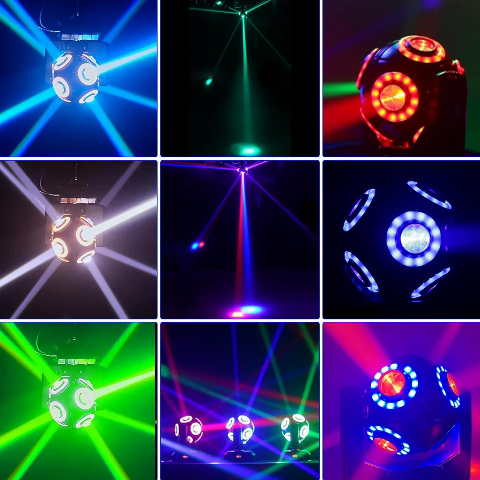 Lampada a testa mobile, sfera con effetto fascio LED RGBW 4 in 1, luci DJ con suono attivato per matrimoni, feste con DJ e live house