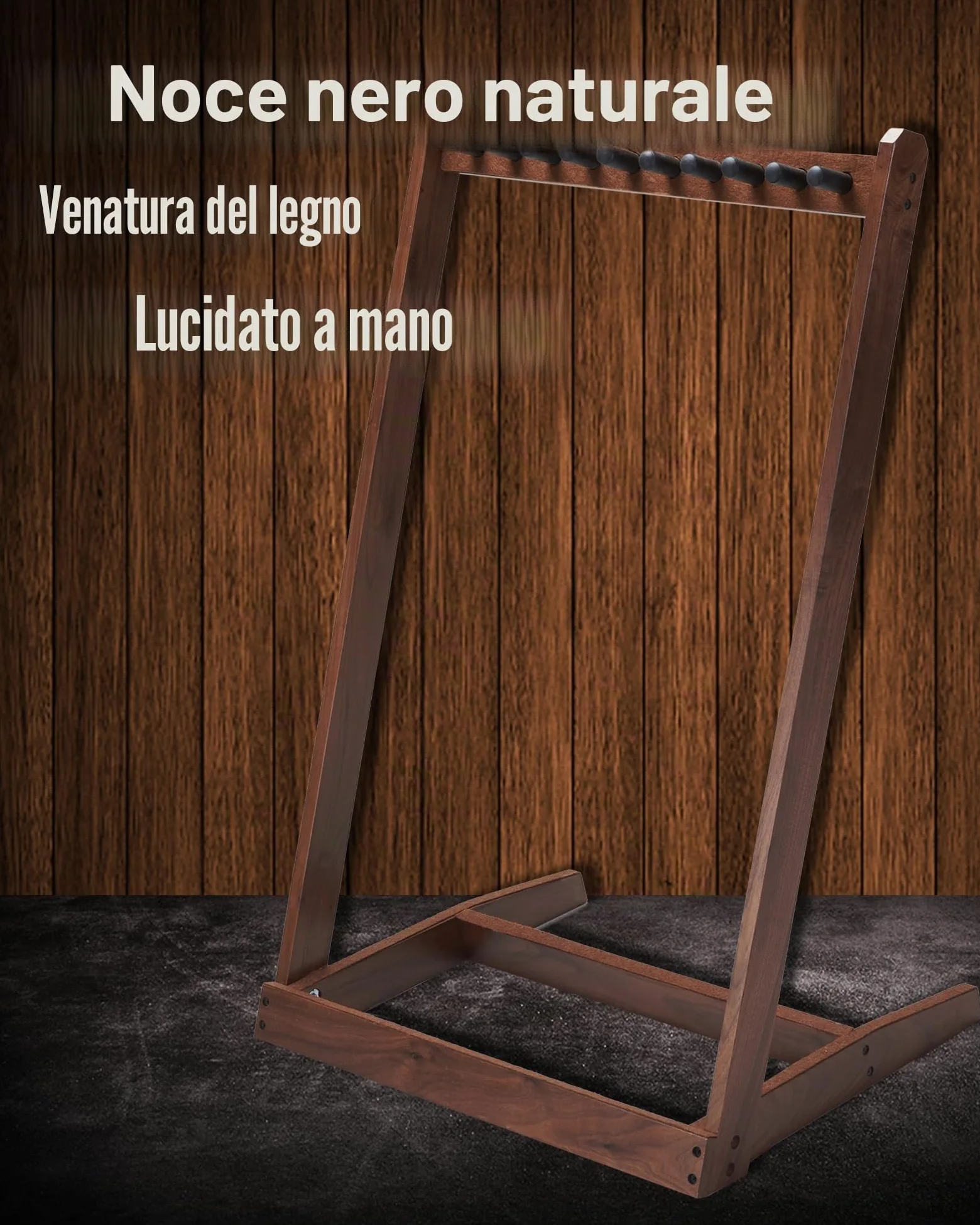 Supporto per chitarra multipla in legno duro (3 chitarre acustiche, 5 elettriche o basse), 5 supporti per chitarra da uomo, pieghevole, da pavimento, per studio e casa