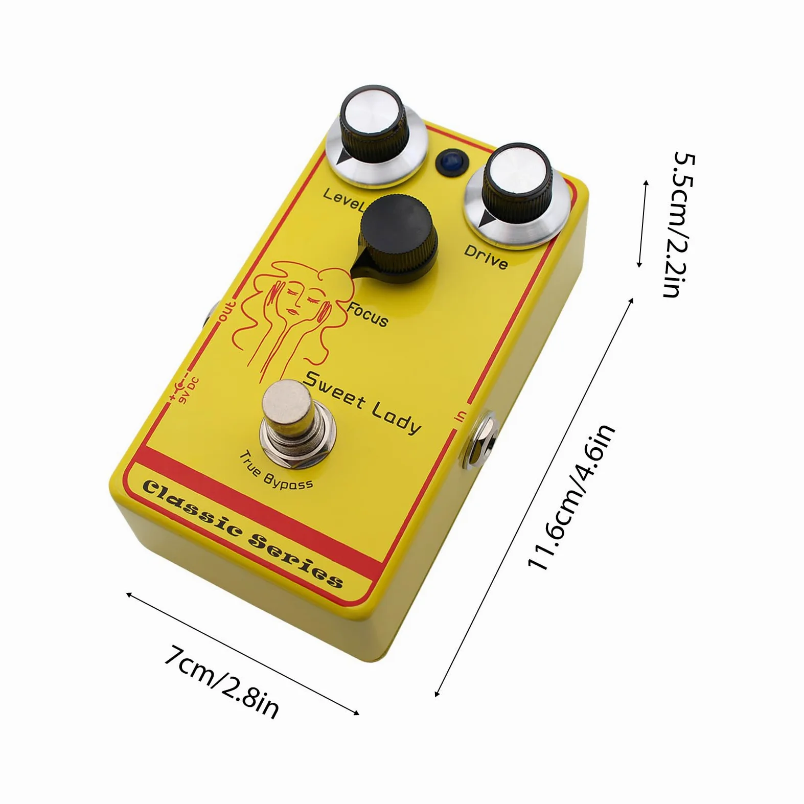 Pistallo di Overdrive Mosky, Pedale degli Effetti della Chitarra a Basso Guadagno Sensibile al Tocco Professionale con Vero Bypass, Potenza 9 V CC (Ingresso/Output da 6,35 mm)