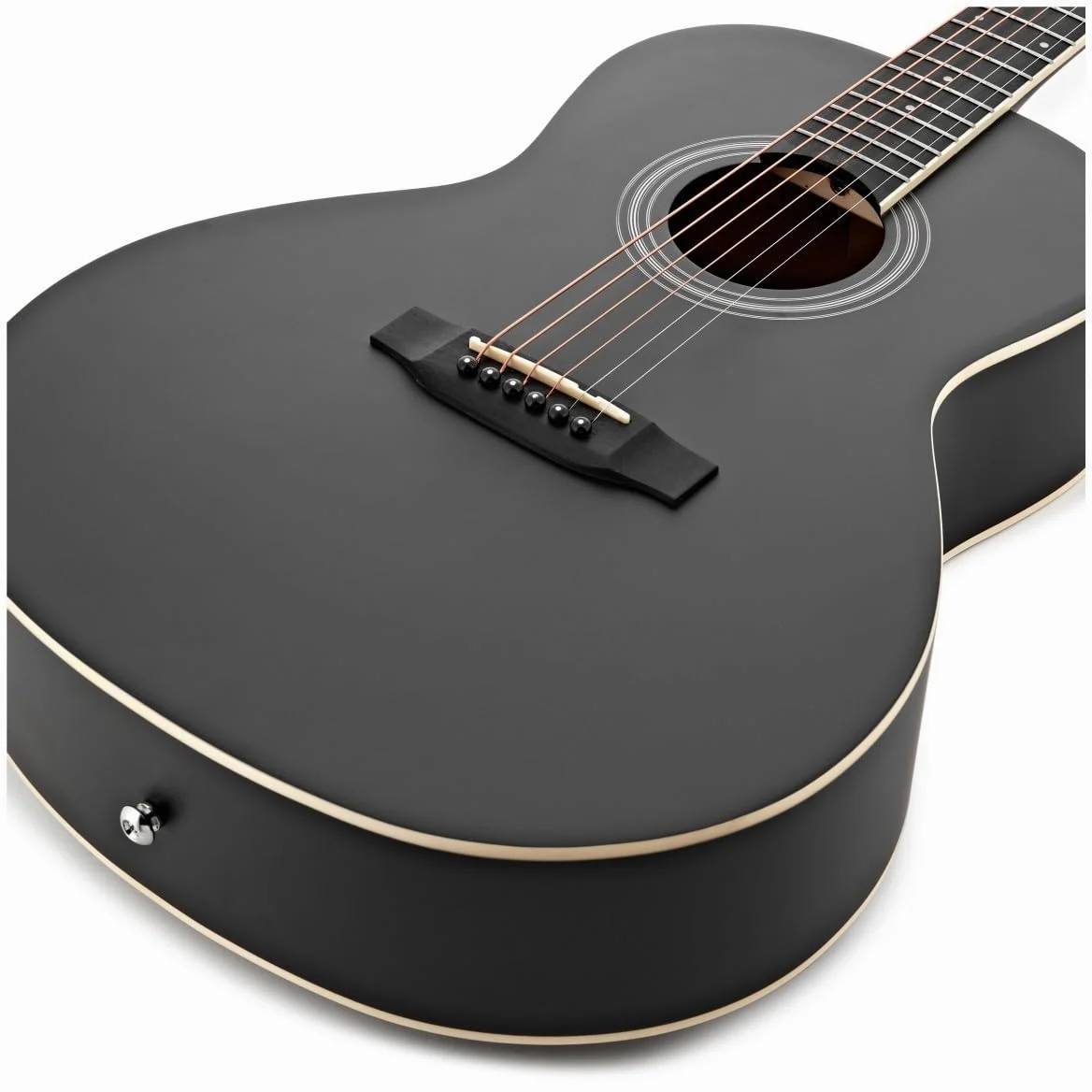 Chitarra acustica Parlour e pacchetto di accessori di Gear4music, nero | Corpo Compatto Ideale per Viaggiare, Tiglio per Toni Chiari ed Equilibrati, Borsa Corde Accordatore e Capotasto, Nero