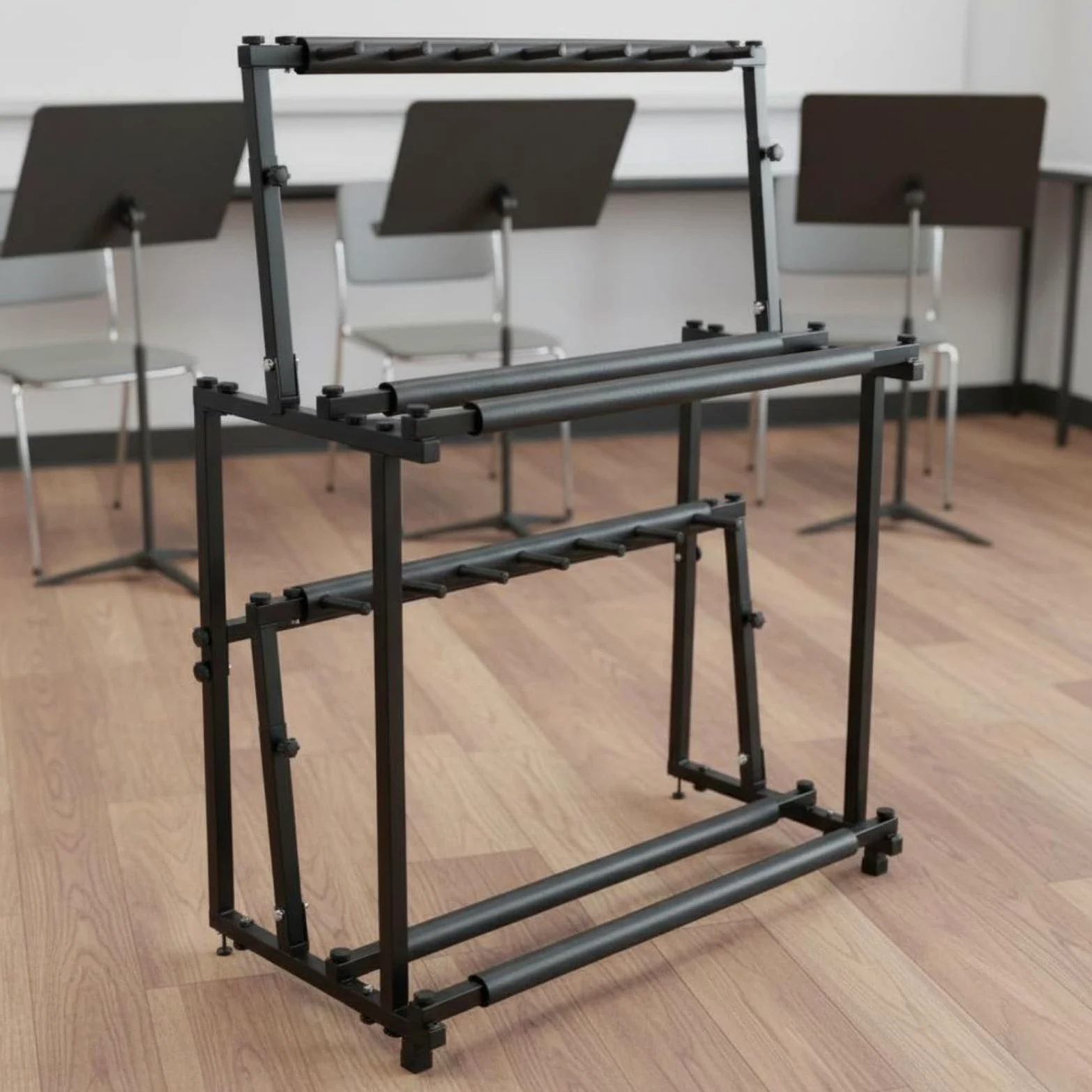 Porta Ukulele Regolabile Doppio Strato Espositore Strumenti Alta Capienza Accessorio Musicale per Musicisti, Esposizione, Negozio, Studio