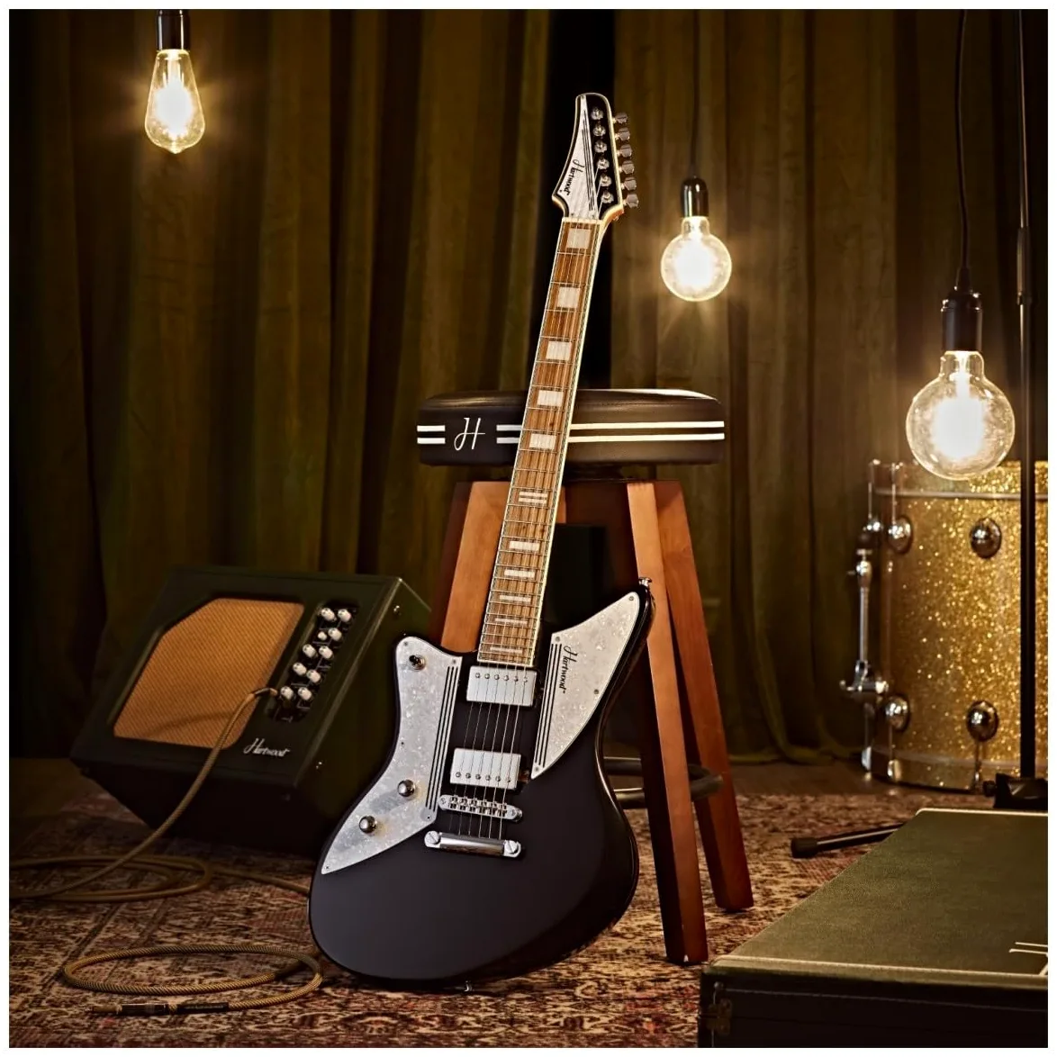 Hartwood Caricatore di chitarra elettrica per mancini, Jet Nero | Humbucker con Push-Pull per Varietà Tonale, Manico Acero Tostato con Finitura Satinata, Mancina, Jet Black