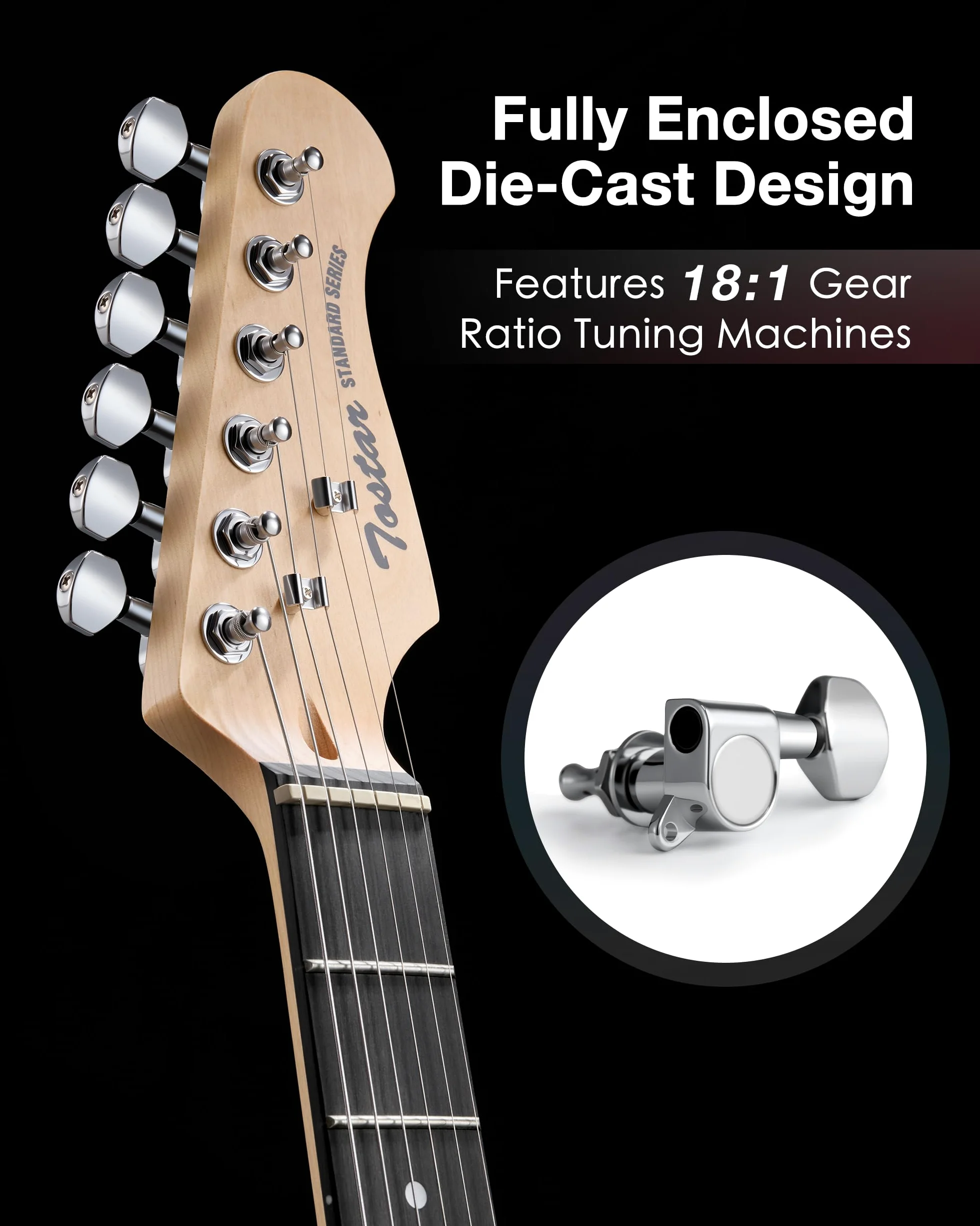 Tostar Kit per chitarra elettrica con amplificatore HSS pickup per principianti chitarra elettrica con custodia da concerto, capotasto, tremolo, cinghia, plettri ST Style 99,1 cm, chitarre elettriche