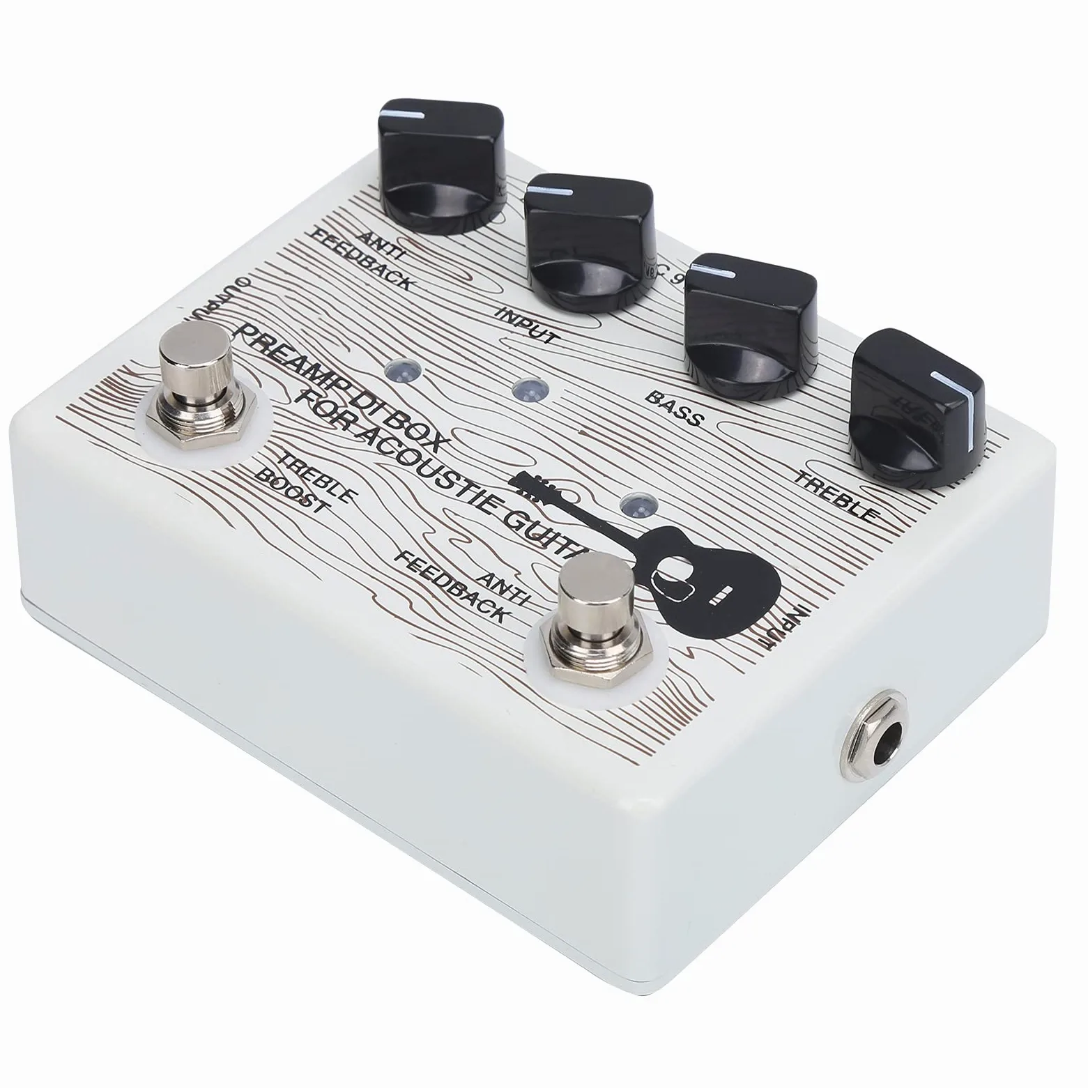KIMISS DI Box per Chitarre Acustiche Preamplificatore Elettrico a Pedale per Chitarre Portatile con Indicatore LED Attrezzatura per Strumenti in Lega DI Alluminio DC9V Effetti Overdrive e Compressione