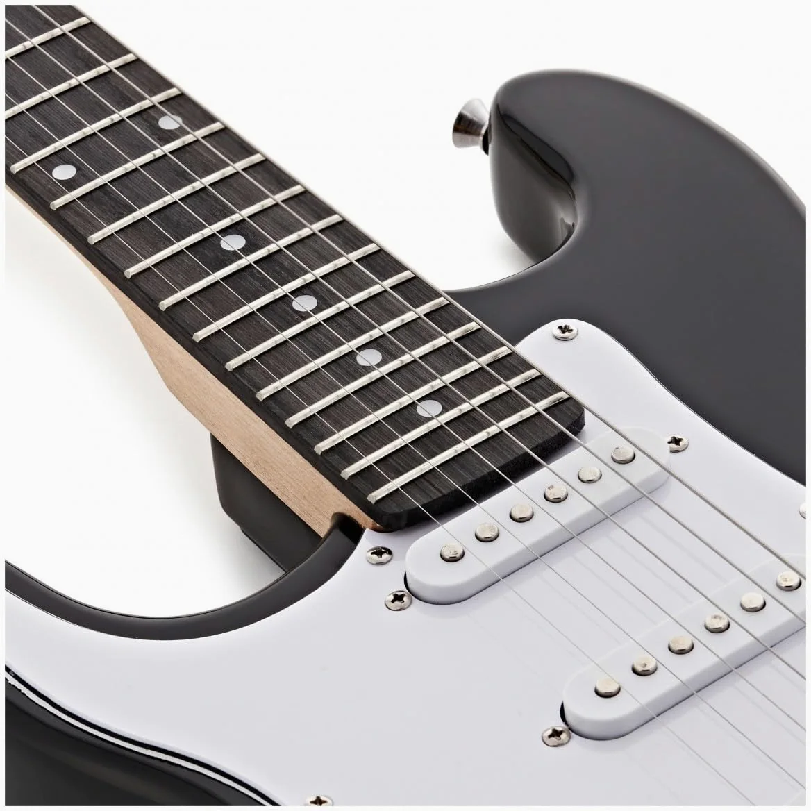 Chitarra Elettrica LA 3/4 Mancina Nera, Ampli 10W e Accessori | Per Giovani Mancini Principianti, Design Confortevole e Facile da Usare, Ampli Portatile con Uscita Cuffie, Custodia Inclusa