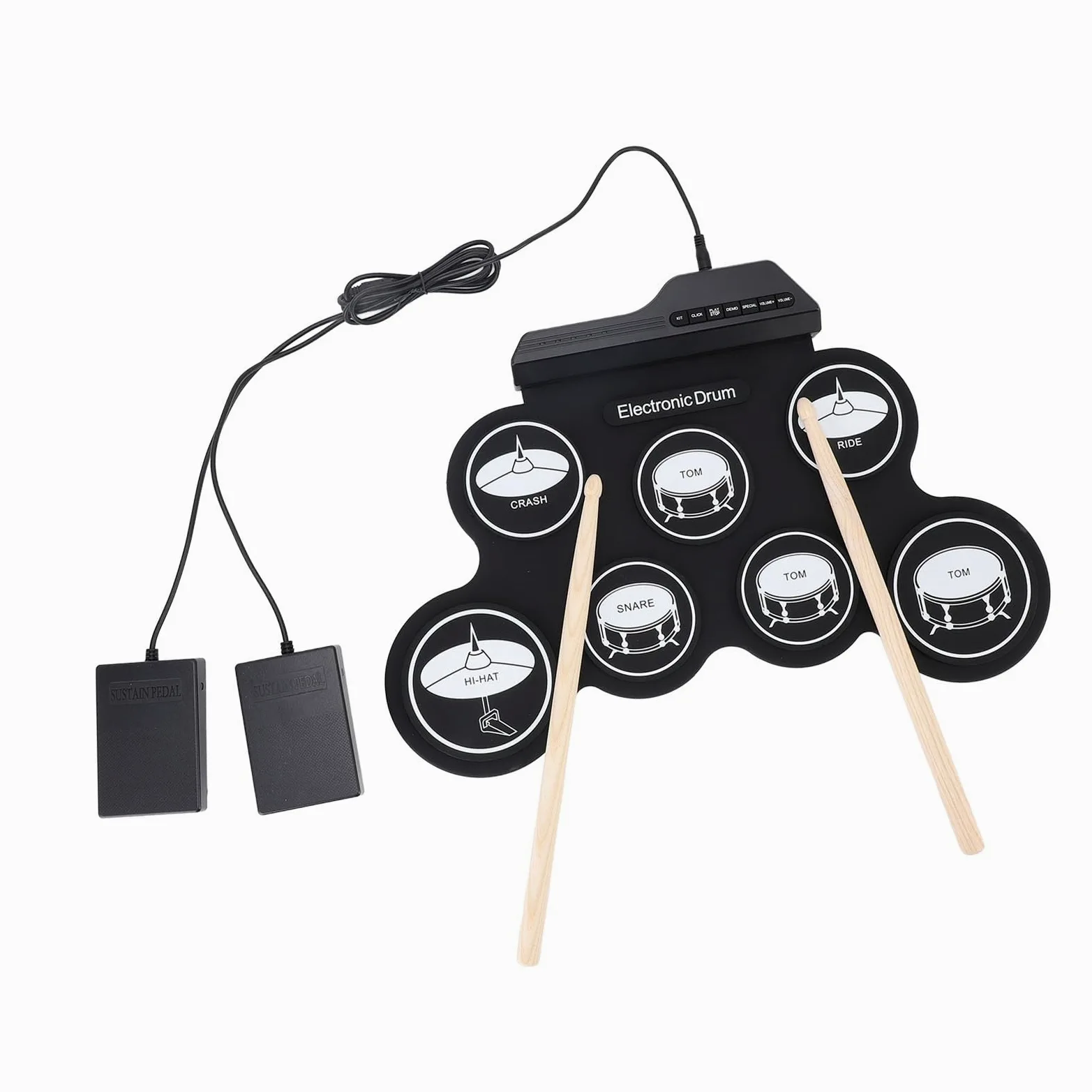 Pad per Batteria Elettronica Portatile USB, Set di Batteria Elettronica Pieghevole a Mano per Principianti, qualità del Suono Realistica, Metronomo per Musica Latina Pop Rock, Ottima Scelta