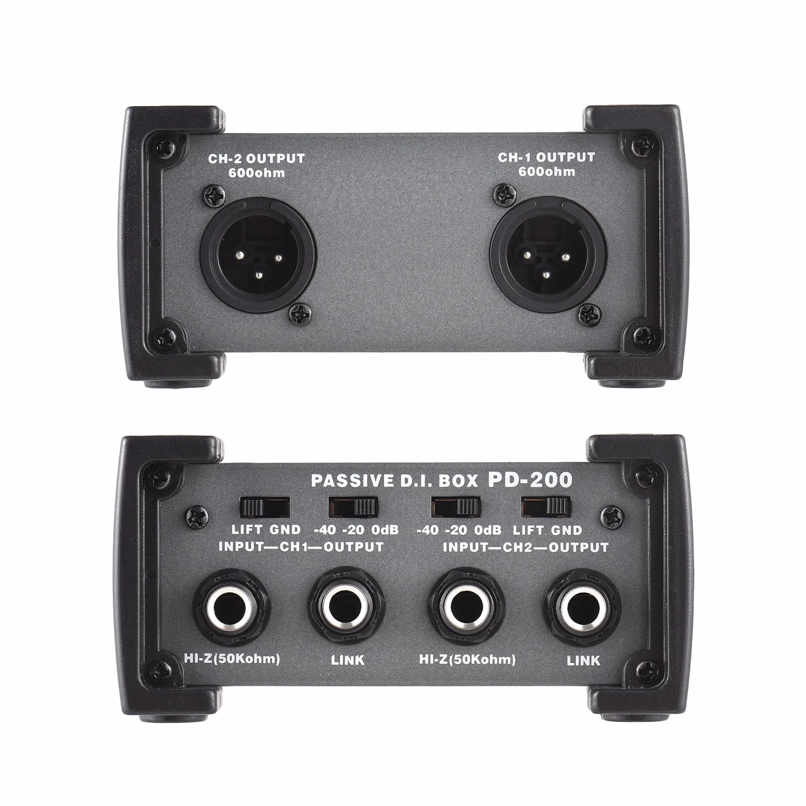 Unità DI-Box passiva a 2 canali Eliminatore di ronzio Direct Box per strumenti da 1/4'' a XLR Trasformatore di impedenza professionale Isolatore audio DI Direct Box per tour e spettacoli dal vi