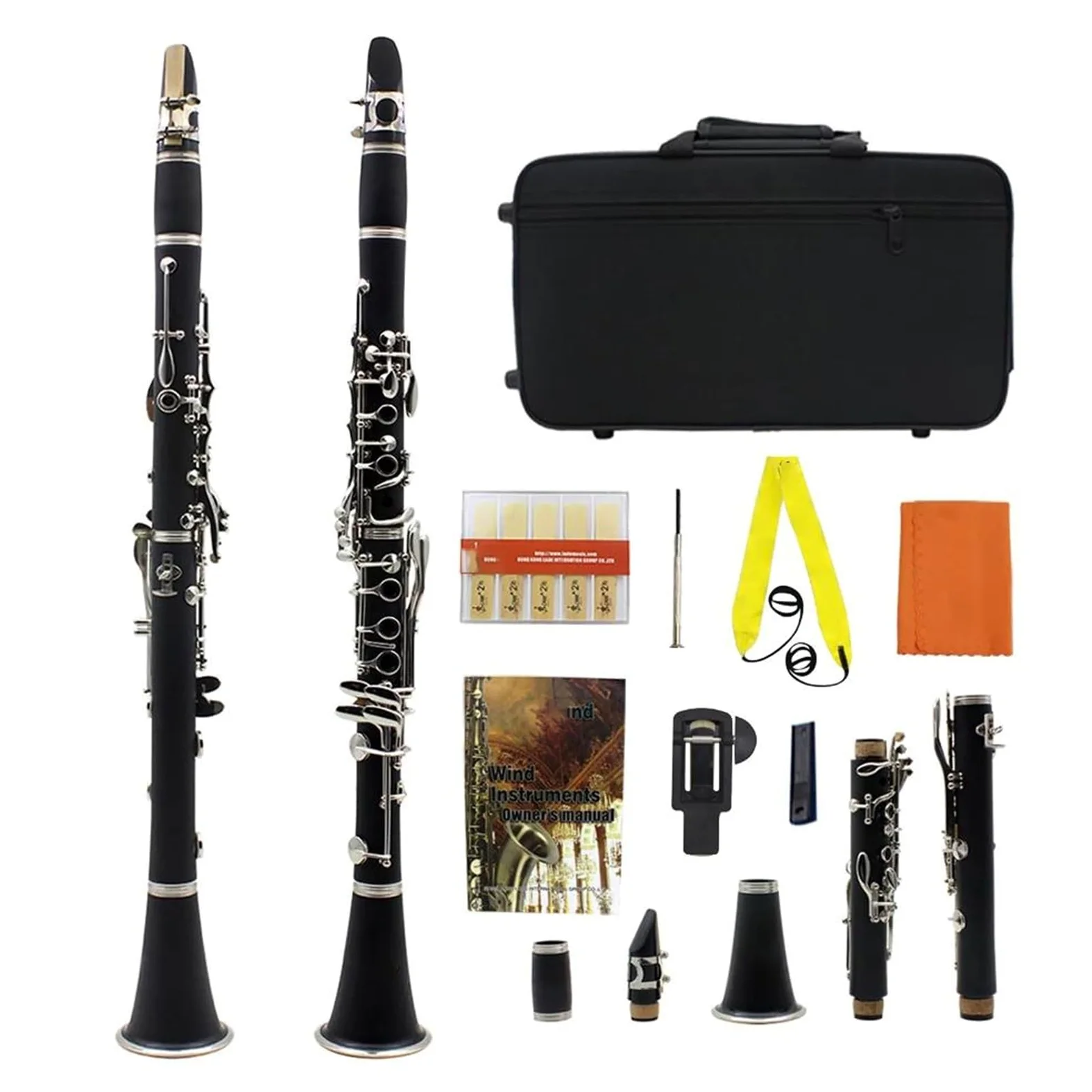 Buffet Clarinetto Sib Clarinetto Professionale Per Esibizioni In Concerto Clarinetto A 17 Tasti Con Kit Per Clarinetto Ance Accessori(White)