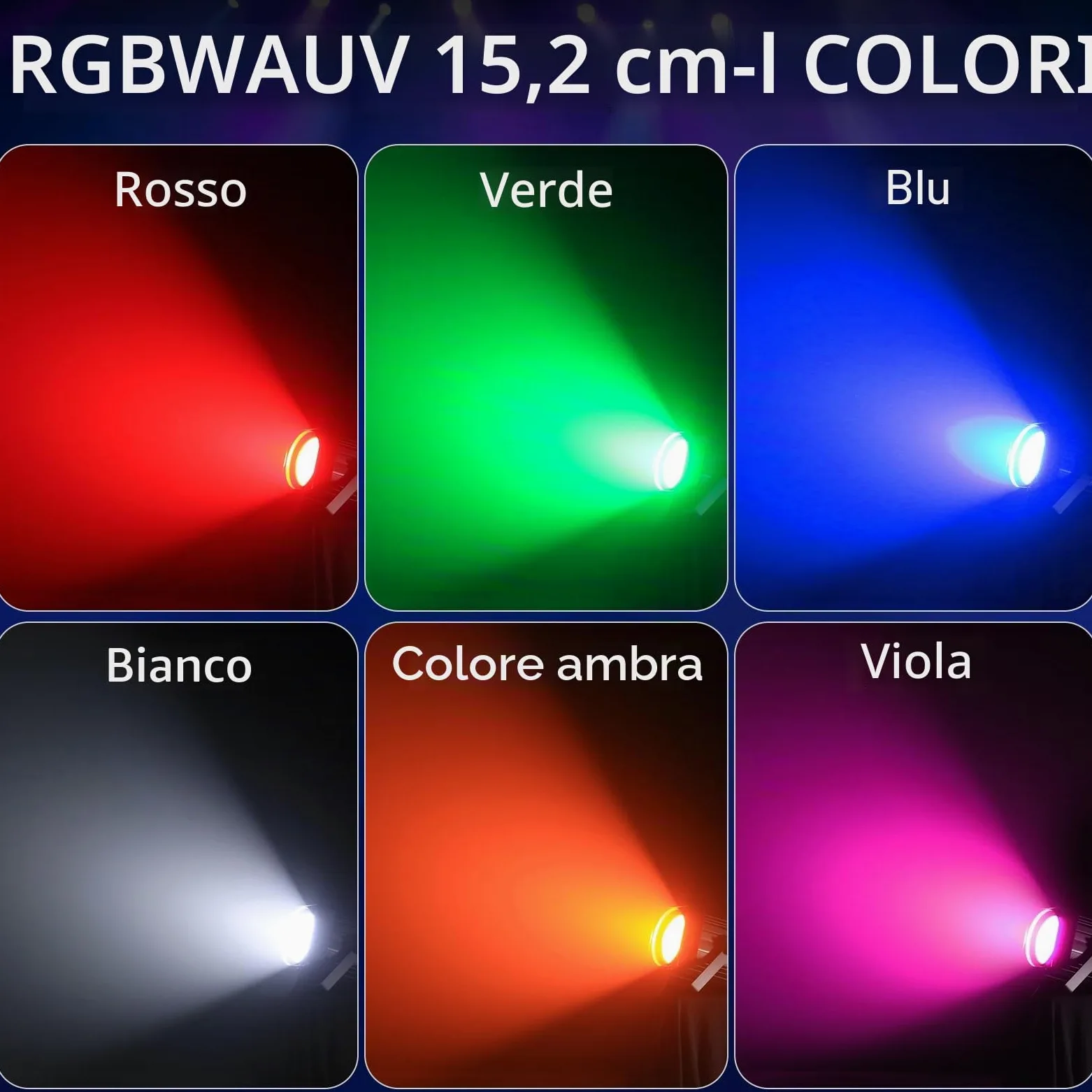 200W COB LED Par faretto 6 in 1 RGBWA+UV Luci da Palcoscenico 3500~7500 K par led con DMX/Sound/Master-slave COB luce Fari per palco, DJ, feste, matrimoni, chiese dramma