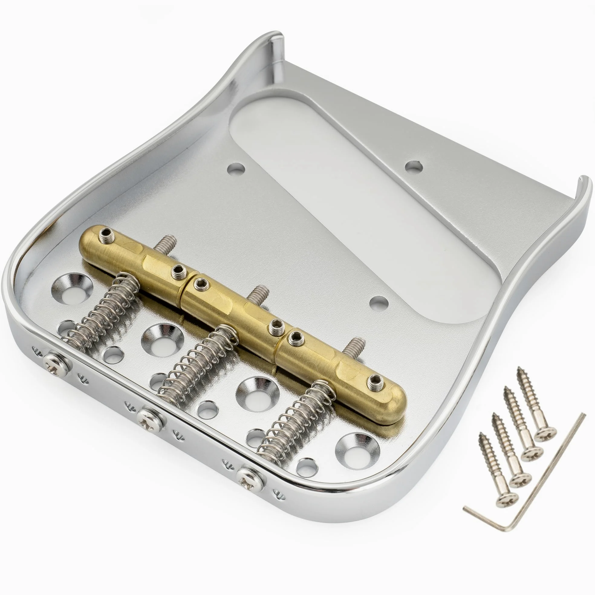 Musiclily Ultra BT013 54mm Curvo Ponte TL Compensato 3 Sellette Cromato | Piastra in Ottone, per Chitarra Elettrica tipo Tele