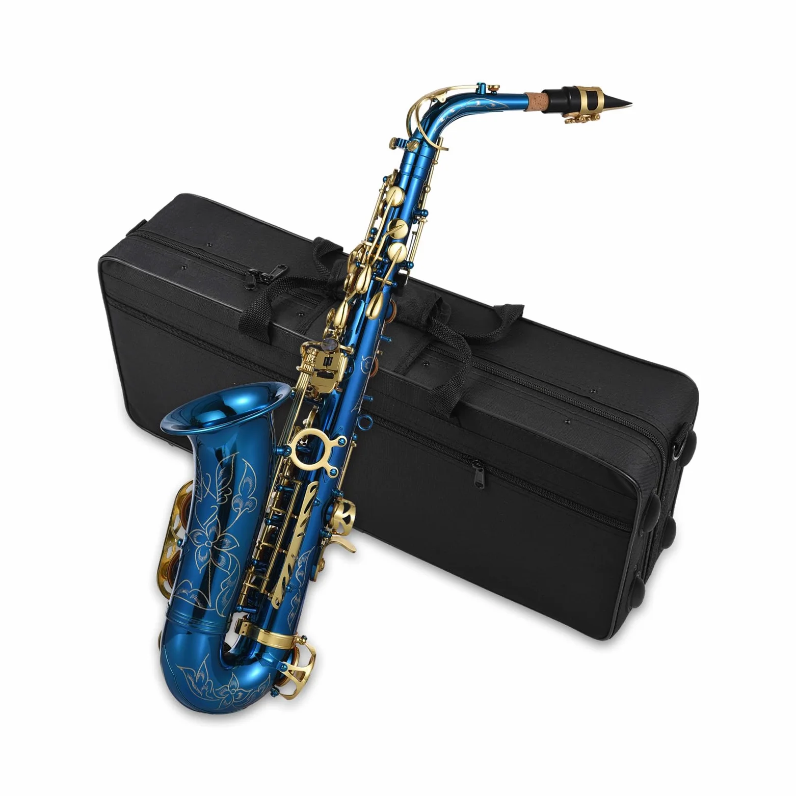 Sax in ottone inciso,Ottone inciso Mib Mi bemolle Sassofono contralto Sax Abalone Bottoni in conchiglia Strumento a fiato con custodia Guanti Panno per pulizia Spazzola per cintura