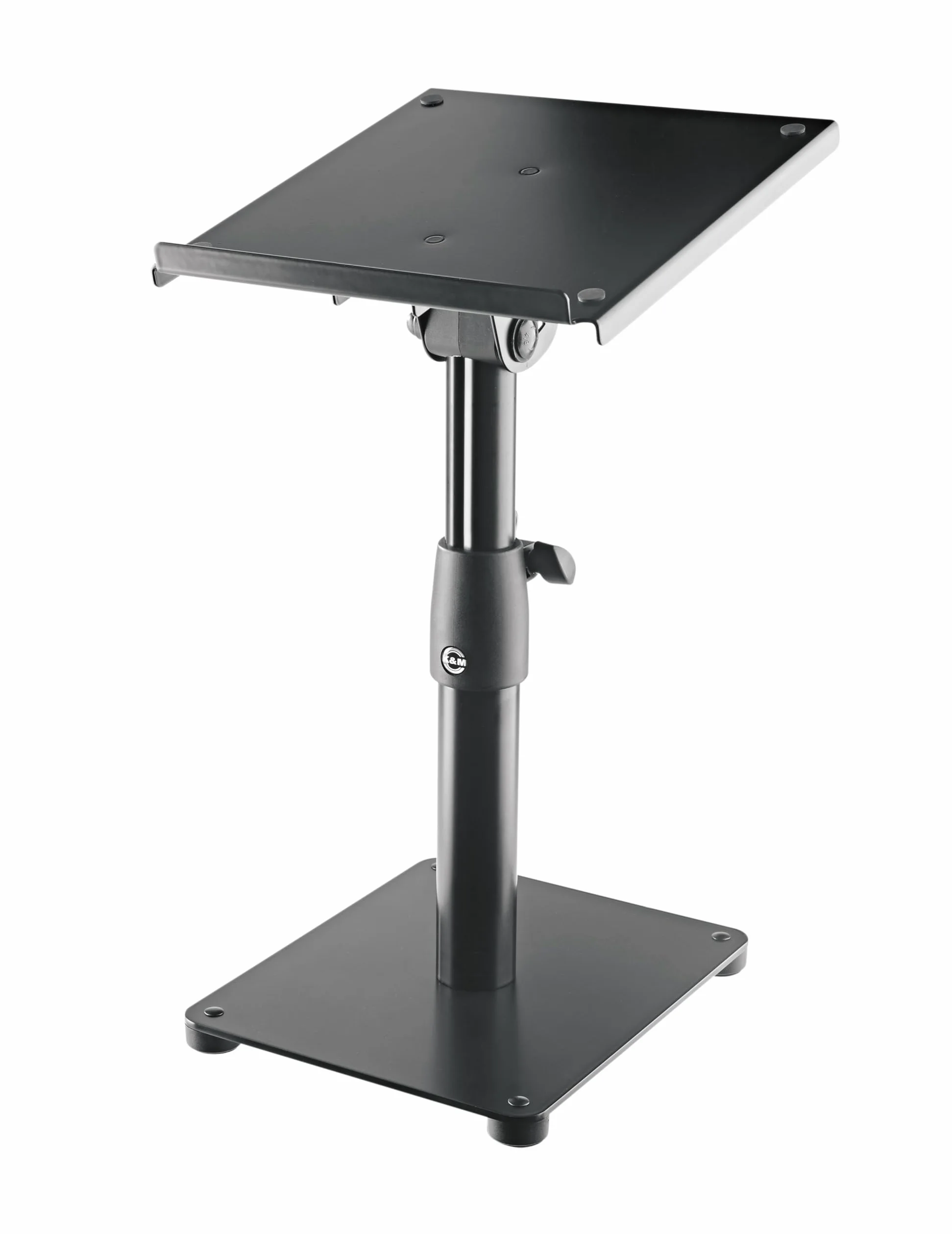 K&M 26776 Supporto da tavolo inclinabile per monitor, nero, in acciaio - supporto regolabile in altezza - ripiano inclinabile