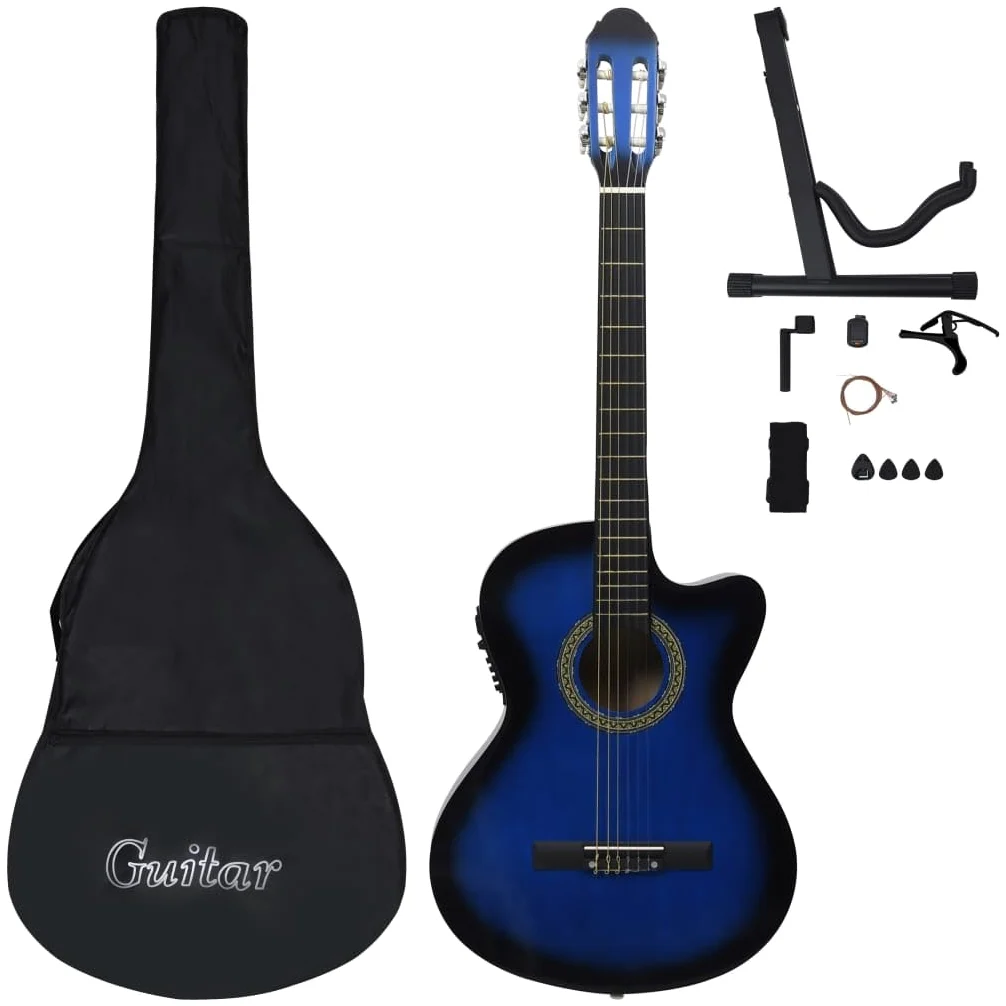Set Chitarra Western 12 pz con Equalizzatore e 6 Corde Blu-70141