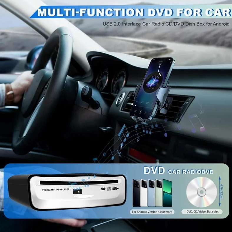Lettore CD portatile per auto, si collega alla porta USB in auto, laptop, TV, computer