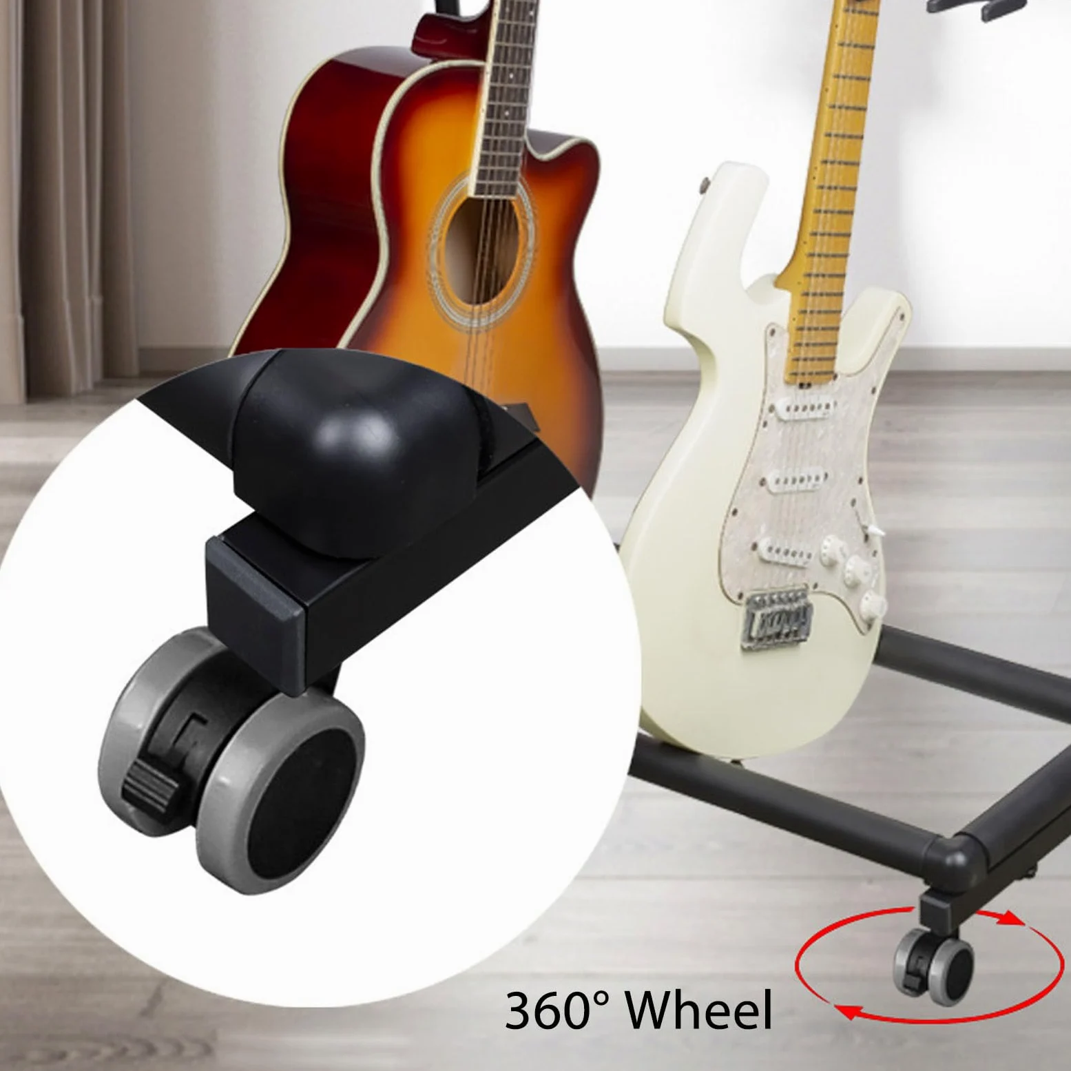 STURDY MULTITAR CHITARTA CHIETS CON WHEELS, Supporto per Chitarre Multipli Protettivi per Negozi di Musica, Materiale di Metallo Ed Eva (FL-11W)