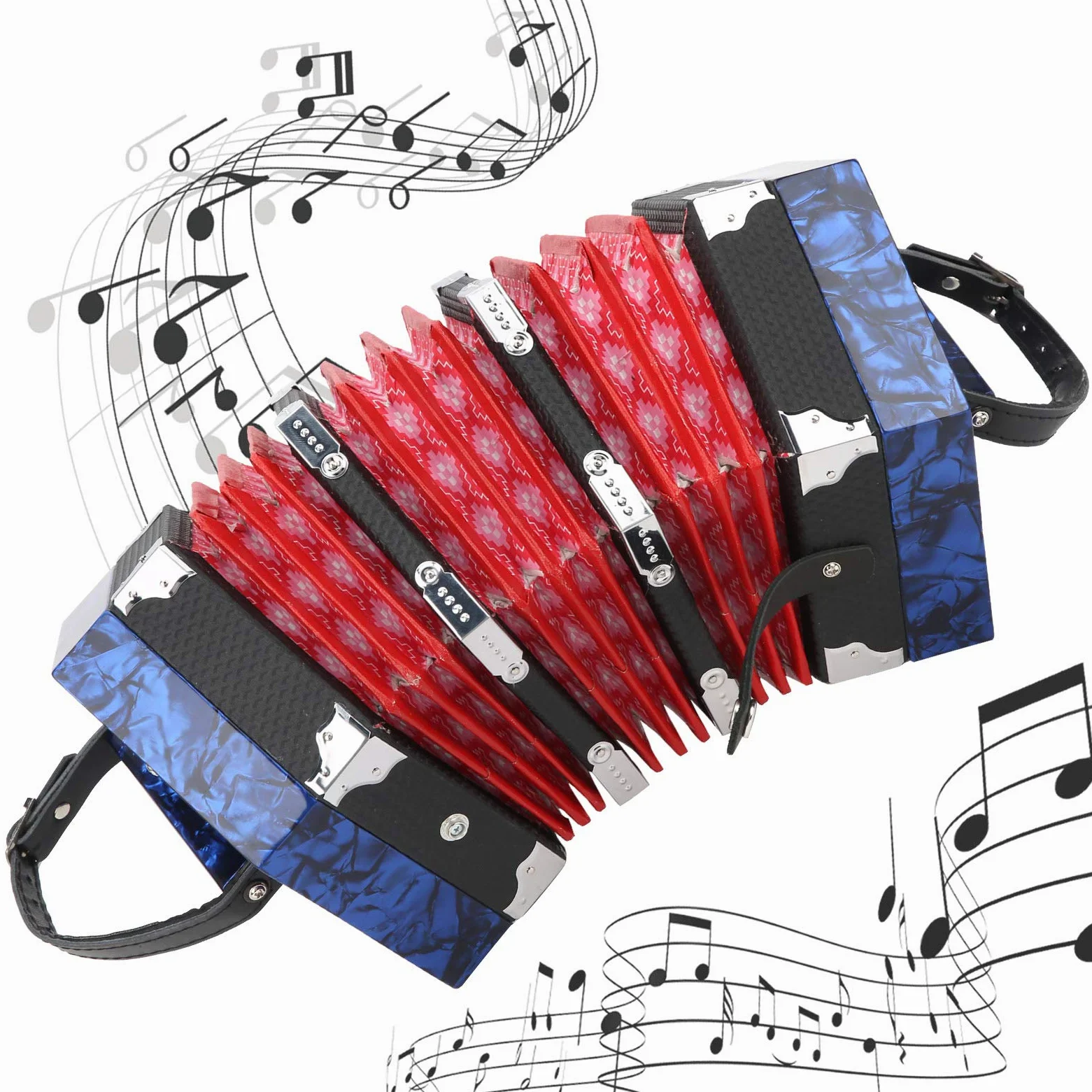Farticella per cinturino a mano regolabile Sustvita, concertina professionale con design ergonomico, elegante borsa da trasporto e timbro ricco per musicisti (Royal Blue)