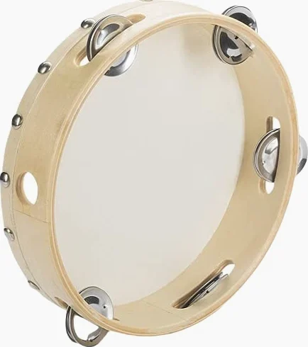 100 Tamburelli In Legno Con Pelliccia Naturale 5 Paia Di Campanelli Sonagli In Metallo Musica Spettacolo Danza Classica Popolare Folcroristica Teatro (21 cm)