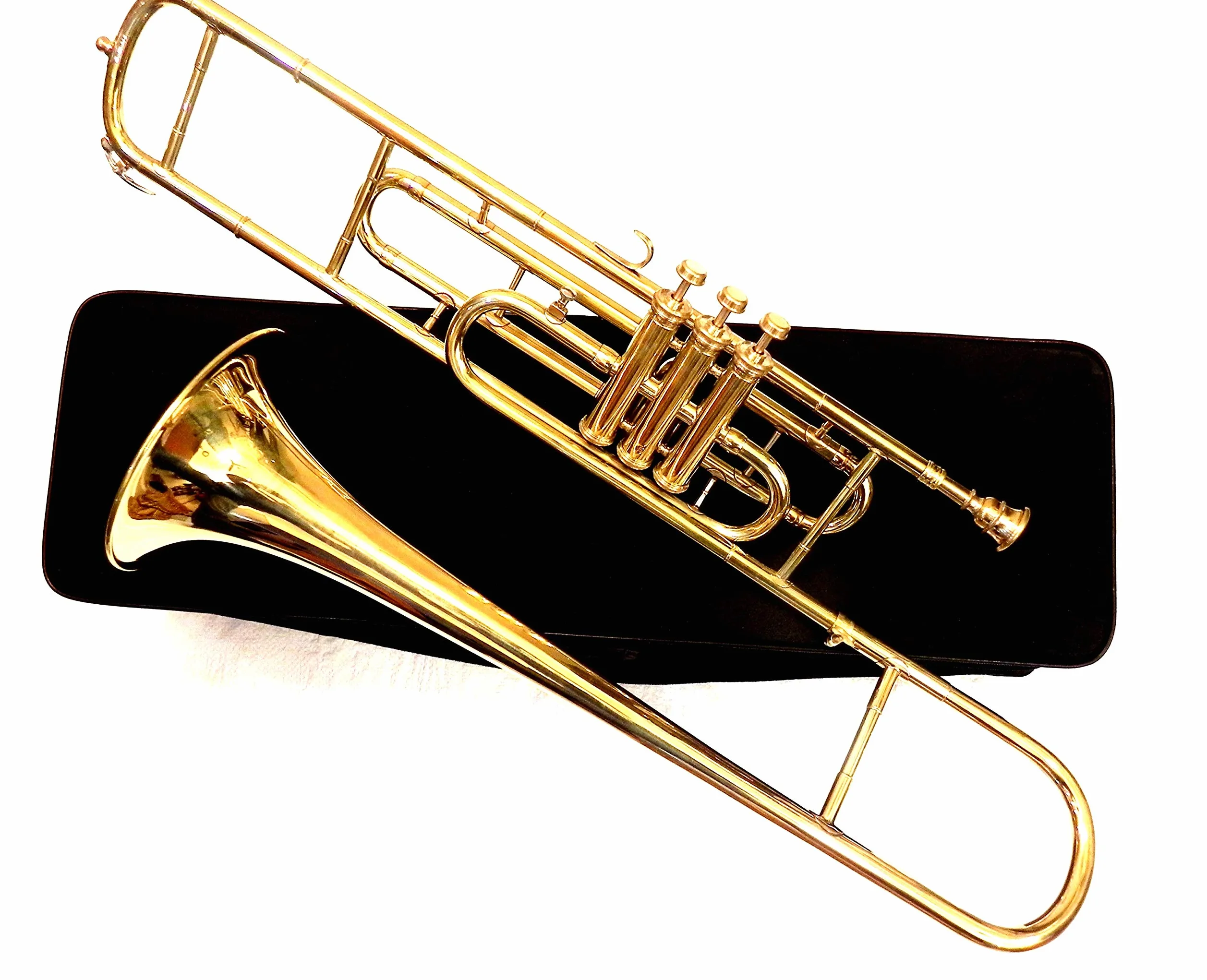 Trombone tenore in ottone a 3 valvole per trombette crossover con custodia rigida di design
