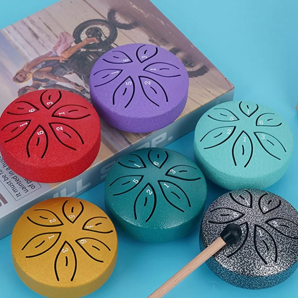Strumenti Musicali per Bambini Strumenti Orff Artigianato Mini Tamburo Cavo 3 Pollici 6 Toni Rosso