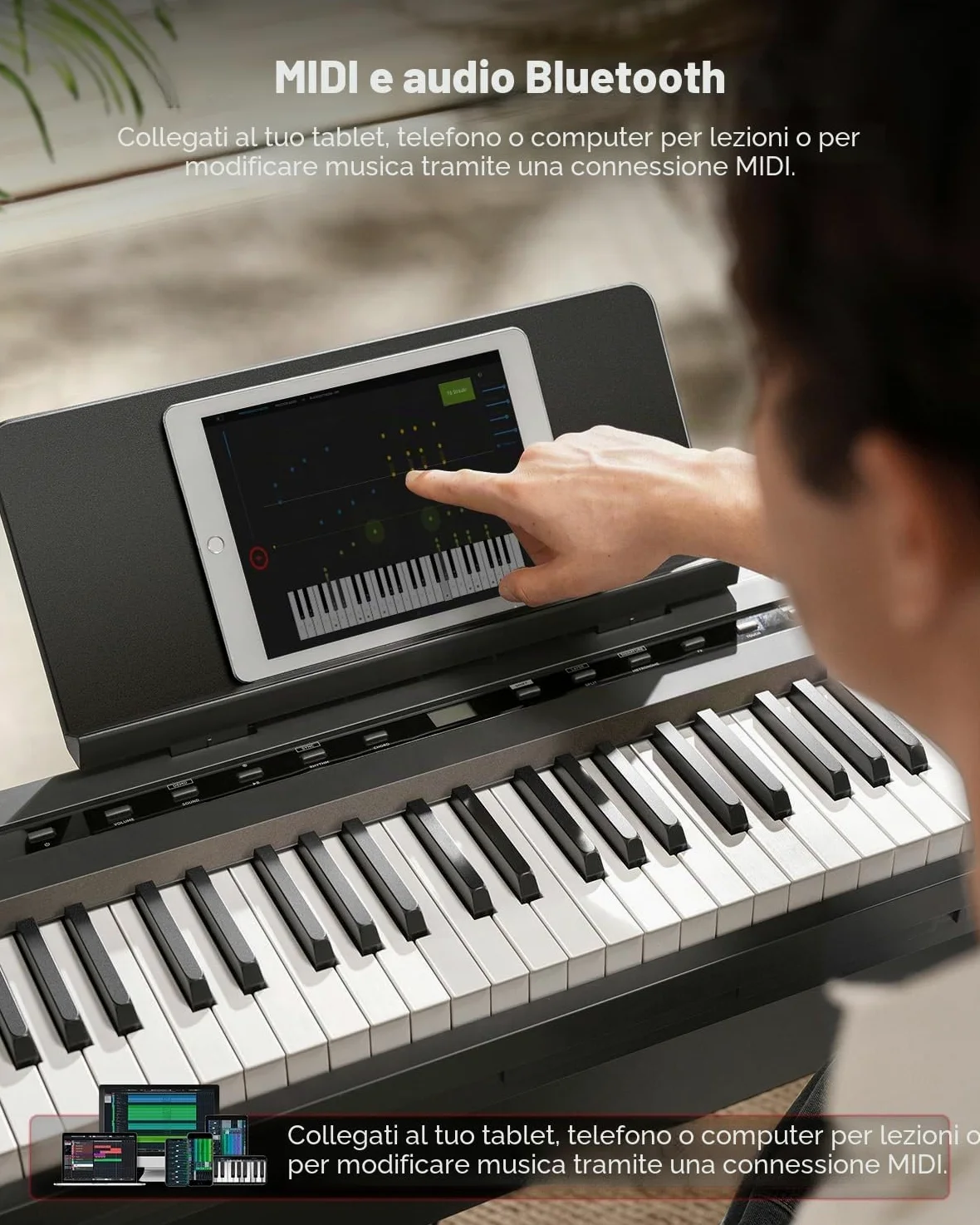 Donner DEP-16A Pianoforte Digitale per Principianti 88 Tasti a Grandezza Naturale, Pianoforte Elettrico Portatile con Unità a 3 Pedali