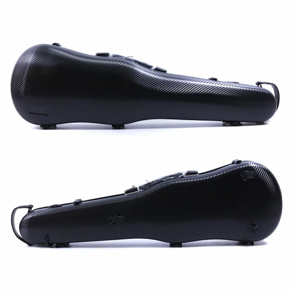 Custodia rigida per violino 4/4, leggera, in fibra di carbonio, robusta, protettiva, con cinghie posteriori regolabili e comoda fibbia di bloccaggio, 1,54 kg, rosa (black)