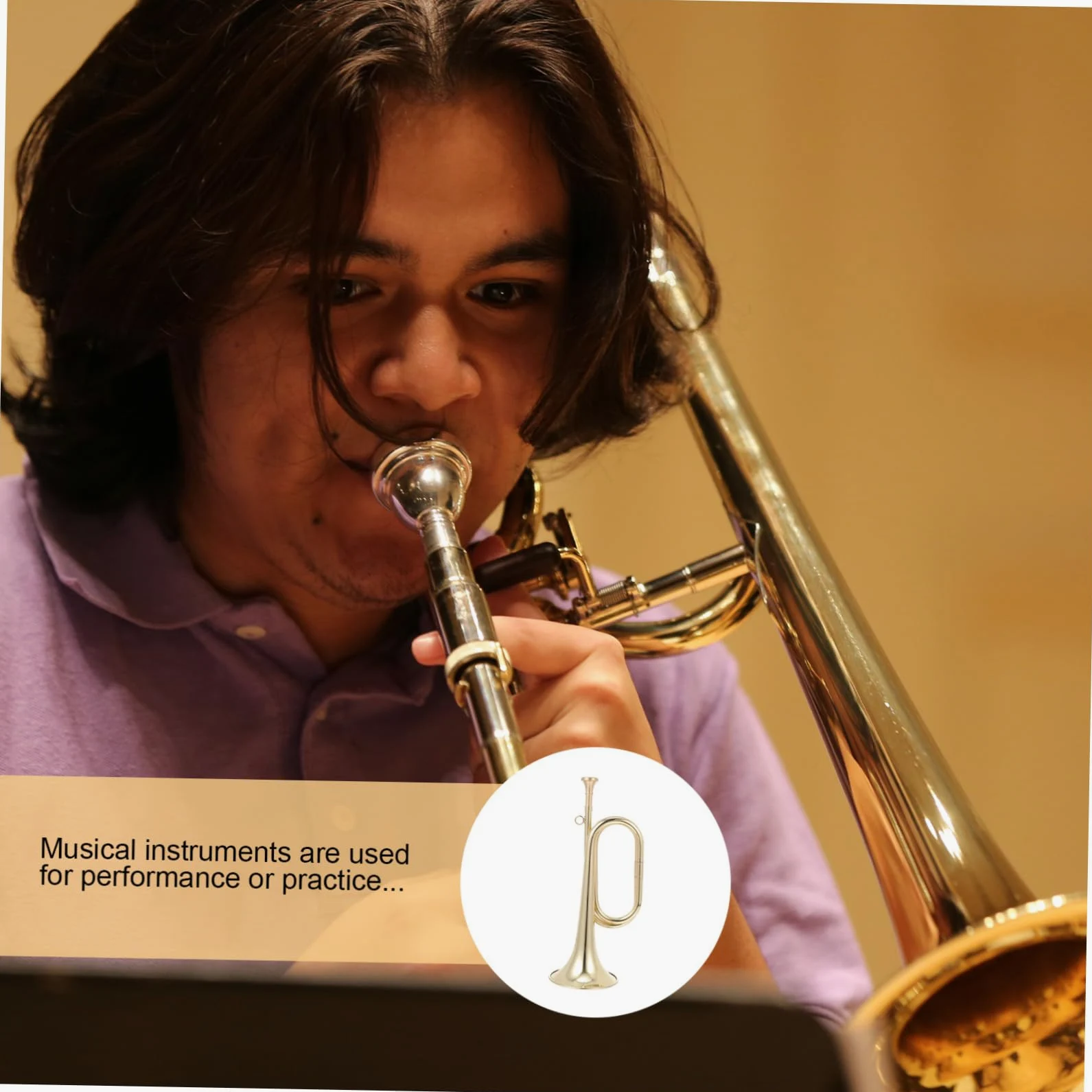 Tromba Militare come Regalo Strumento Musicale Design Creativo Colore Oro in Ottone per Ragazzi , per Scrivania per Inaugurazione Casa