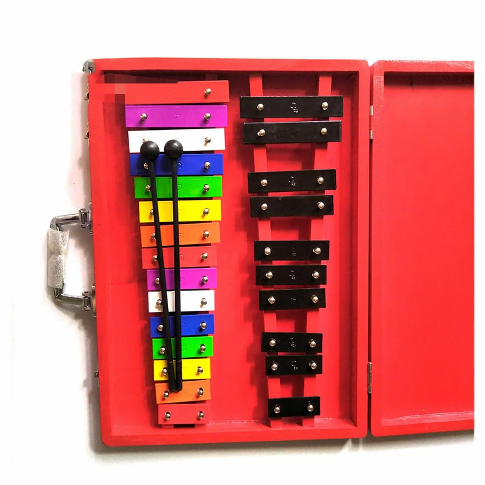xilofono ​Legno Carillon per Strumenti Musicali con Piastra in Alluminio A 25 Toni, Scatola in Plastica, Colore per Pianoforte in Ferro, Carillon per Strumenti Musicali per La Prima Educazione