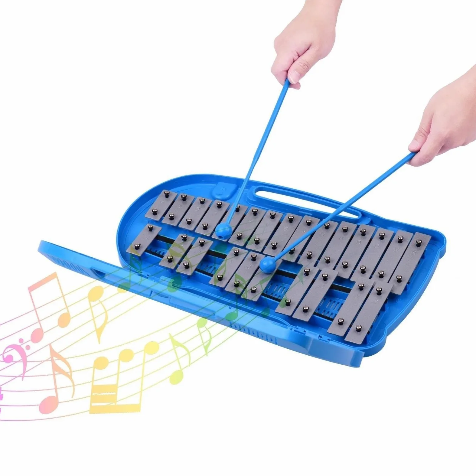 Xilofono Professionale Strumento A Percussione Xilofono Glockenspiel Da 25 Note Con Custodia In Plastica 2 Bacchette