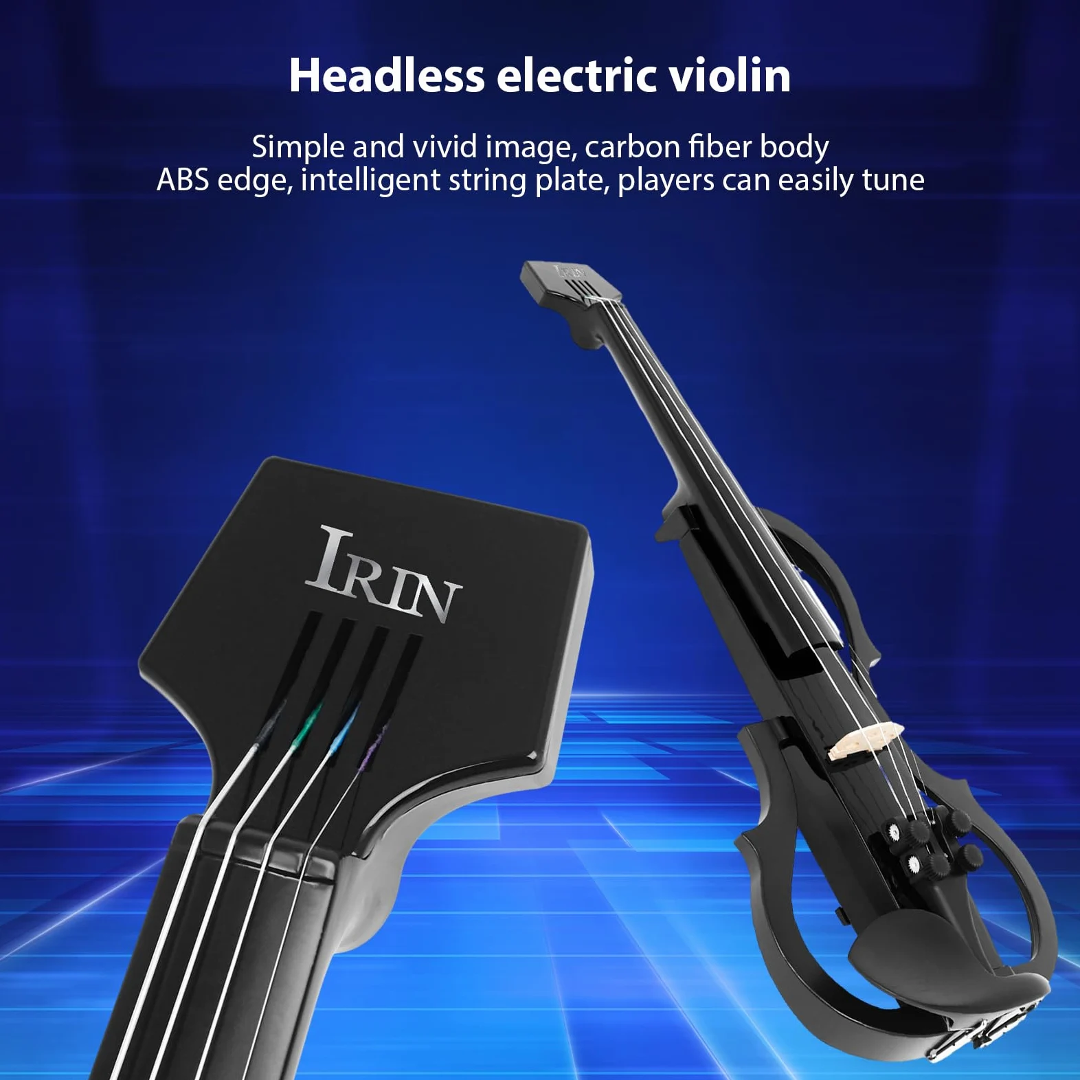 4/4 Violino Full Size Set in Fibra di Carbonio Violino Elettrico Silenzioso Professionale per Principianti Studenti Studenti della Scuola Spalla con Cuffie Cavi di Collegamento Spalline Kit