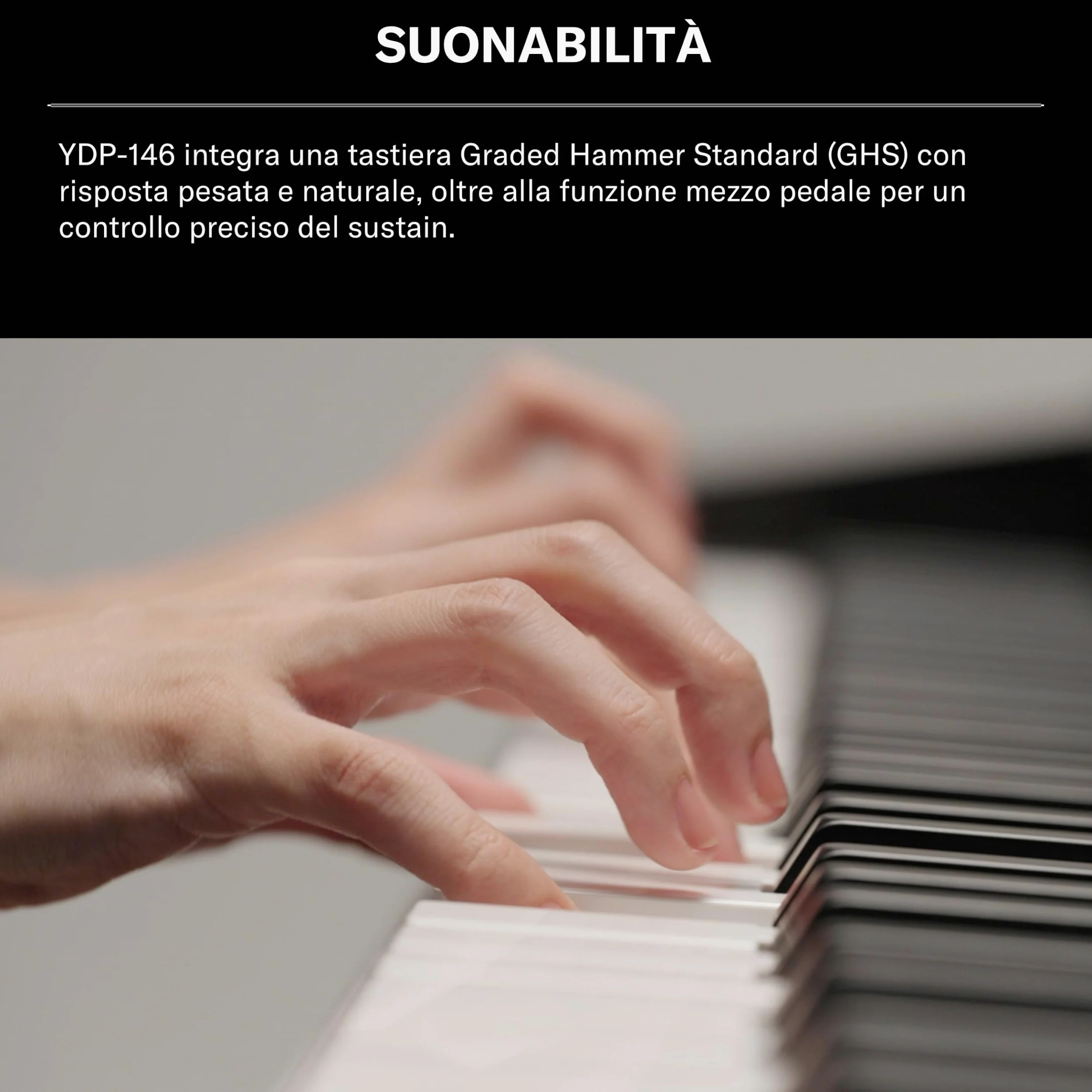 YAMAHA YDP-146 Pianoforte Digitale – 88 Tasti Pesati GHS, Suono CFX Concert Grand, Speaker Stereo 8W, Bluetooth, 3 Pedali, Ideale per Casa e Principianti – Bianco