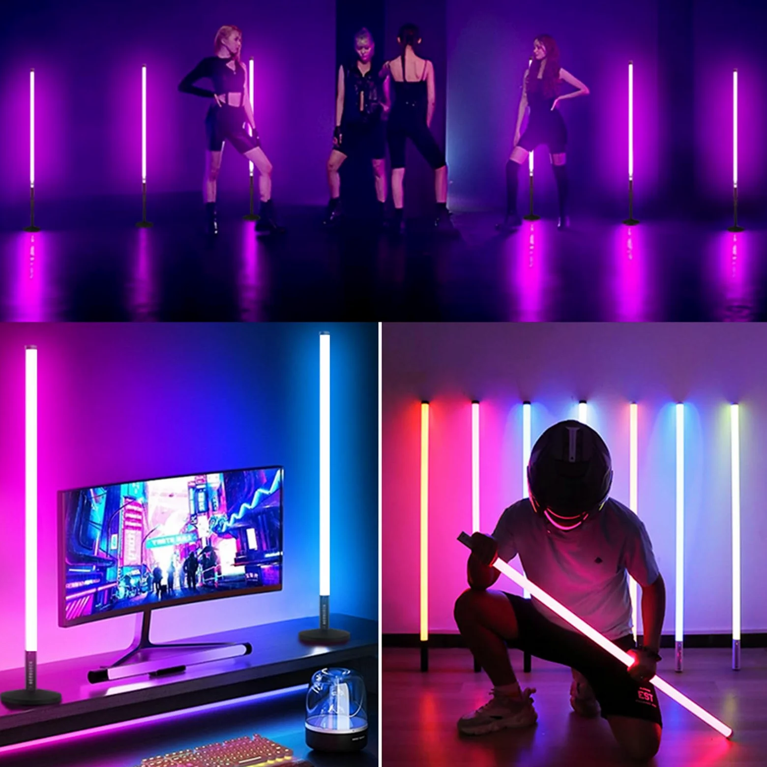 Barra di Luci a Tubo LED RGB da 4 Piedi con Supporto, Borsa di Trasporto, Batteria da 5000mAh, 500+ Effetti di Illuminazione, Sincronizzazione Musicale per DJ, Festa, Matrimonio, Danza, Video