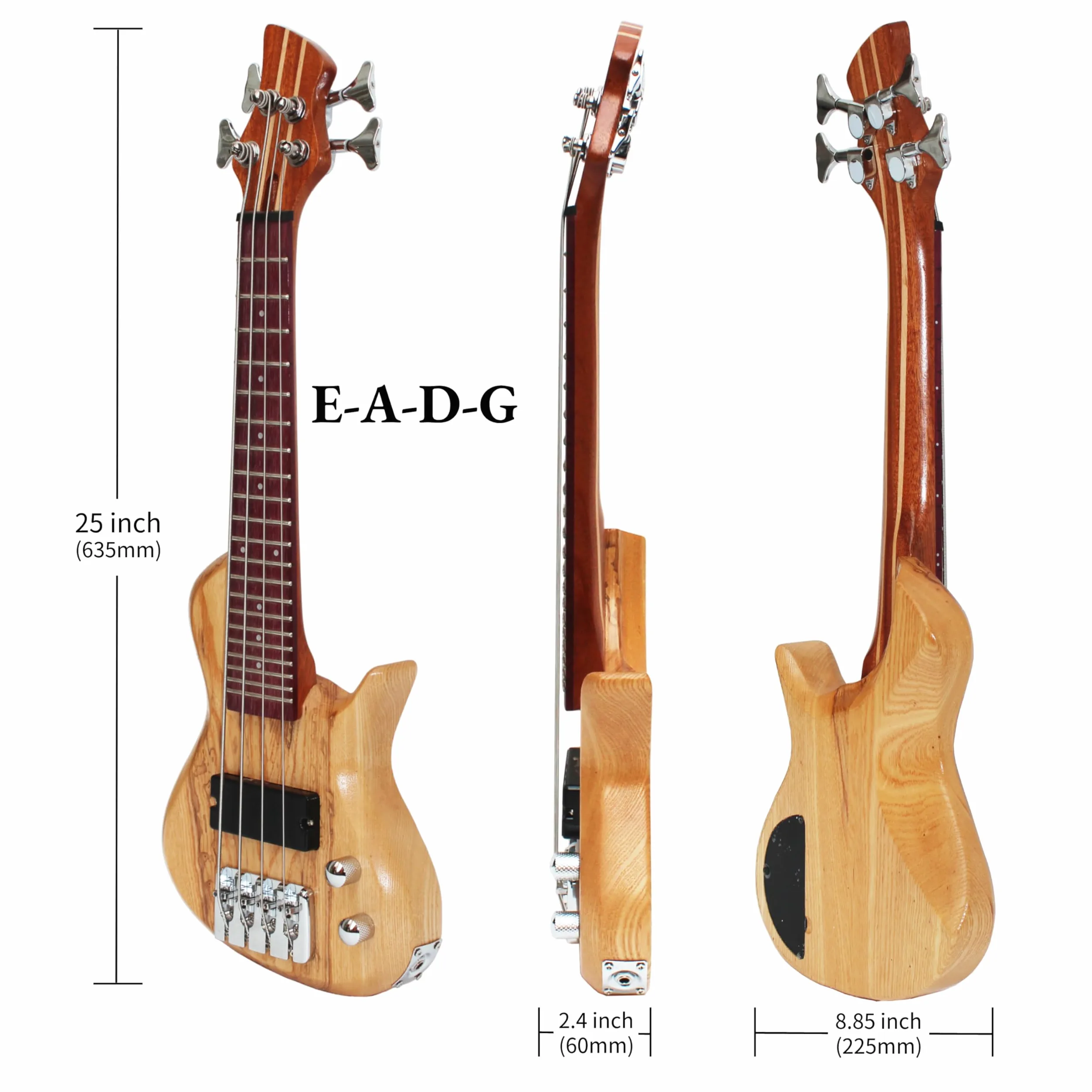 Batking Mini Basso Elettrico, Viaggio Ubass 4 Corde, Fretted Ukelele Basso con Gig bag