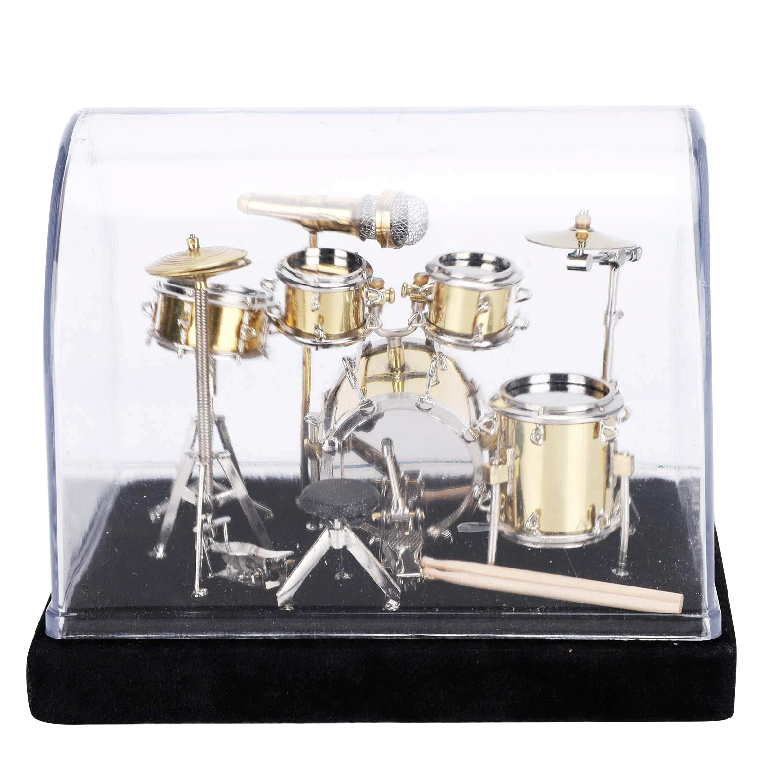 Tissting Mini modello di batteria, strumento musicale in miniatura, simula strumento musicale, ornamento per la casa, decorazione per la stanza, idea regalo, decorazione da tavolo (14 x 9,6 x 11 cm)