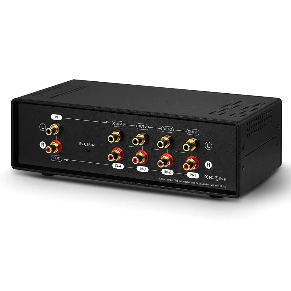 E microfono compatibile VU Meter Box analogico con display VU indipendente e routing audio 1 in 4 out 4 in 1 out (retroilluminazione gialla)