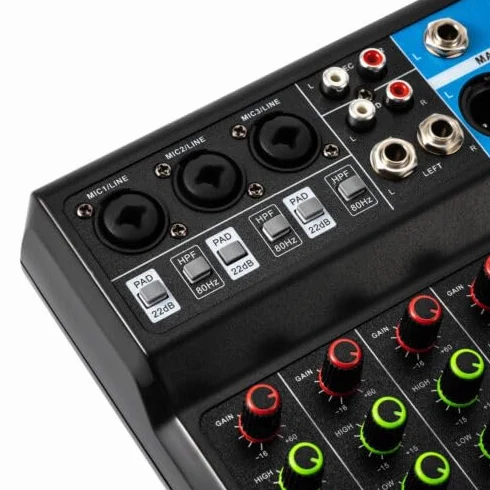 audio DJ mixer soundboard a 5 canali 48 V alimentazione phantom con Bluetooth USB MP3 Stereo Live DJ Studio Streaming per registrazioni professionali feste sul palco KTV