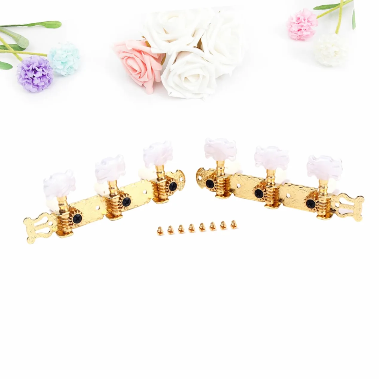 Toyvian 3paia Tuning Pegs Per Chitarra Con Testa Fiori Meccaniche Per Accordatore Per Chitarra e Acustica