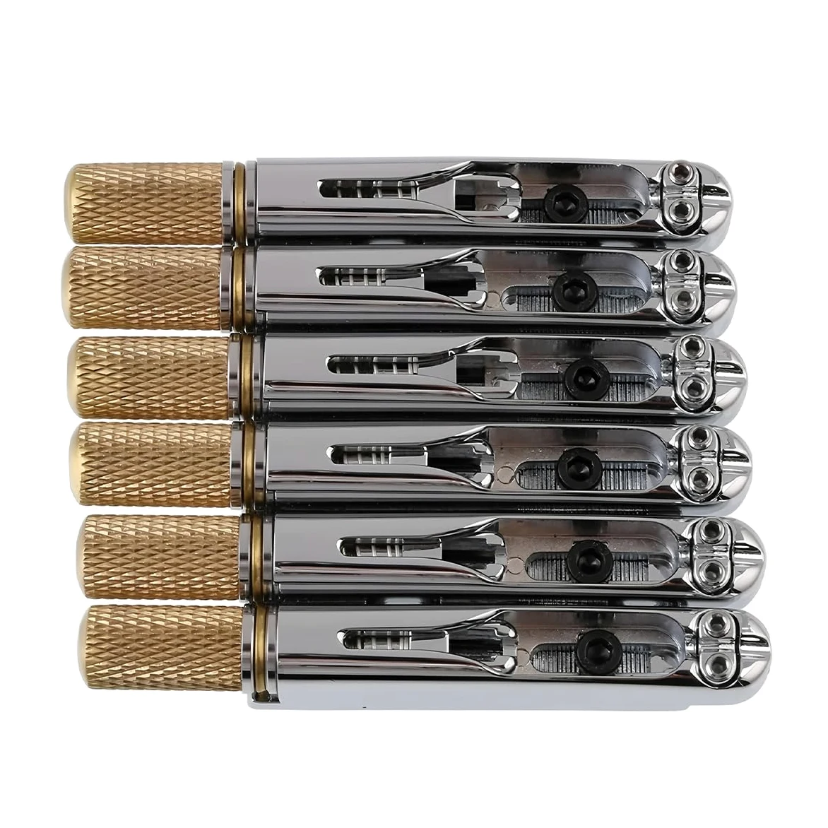 Grobo Cordiera Del Ponte Della Chitarra Elettrica Senza Testa a 6 Corde Da 10,5 Mm, Dispositivo Di Blocco Della Corda Fissa Per Chitarra, Argenteo