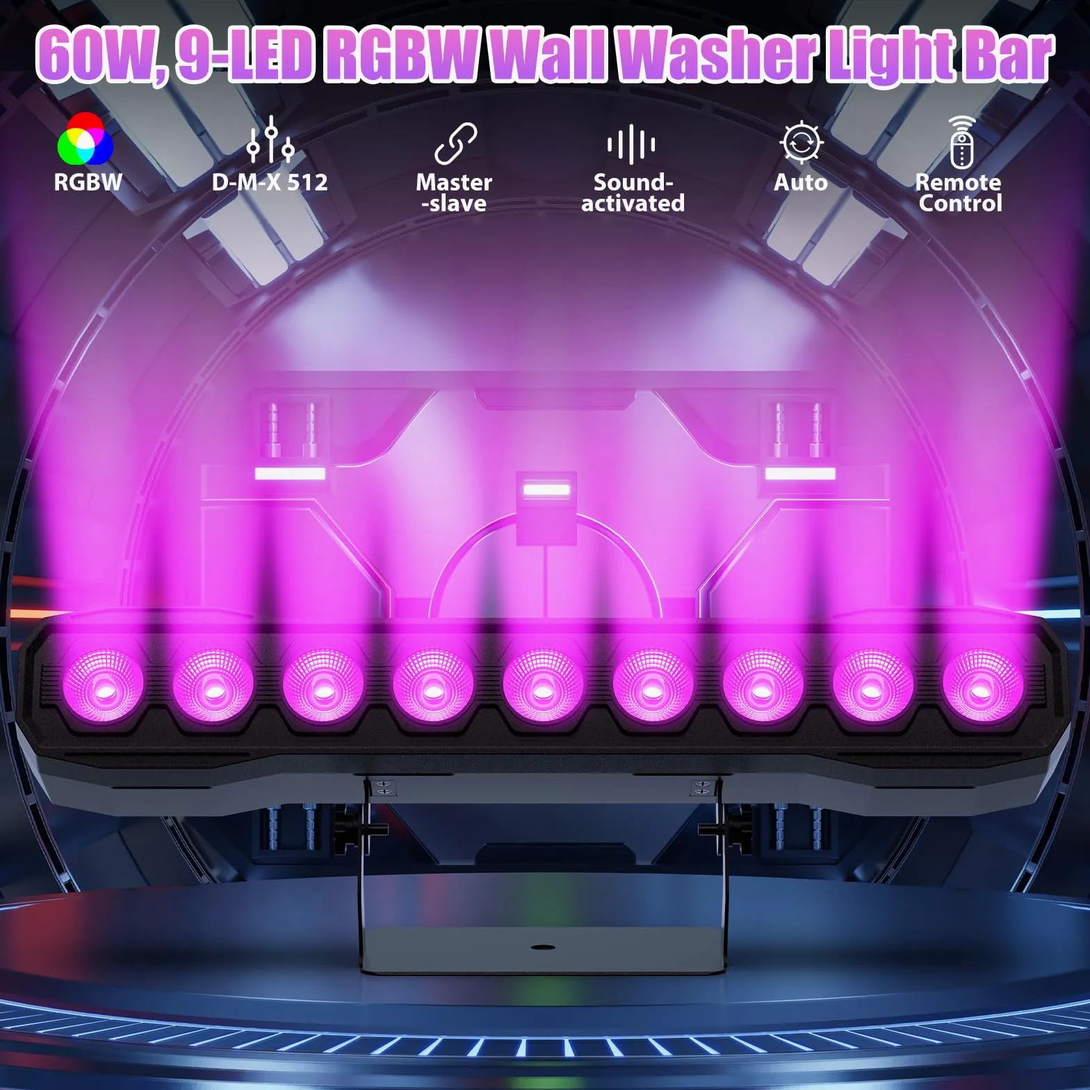 Barra Luminosa LED 60W Wallwasher Illuminazione di Scena Effetti, 9 RGBW LED con Telecomando Luce di Partito Angolo del Fascio 35° Stroboscopio DMX512 per Matrimoni Esterni Discoteca Natale DJ 2PCS