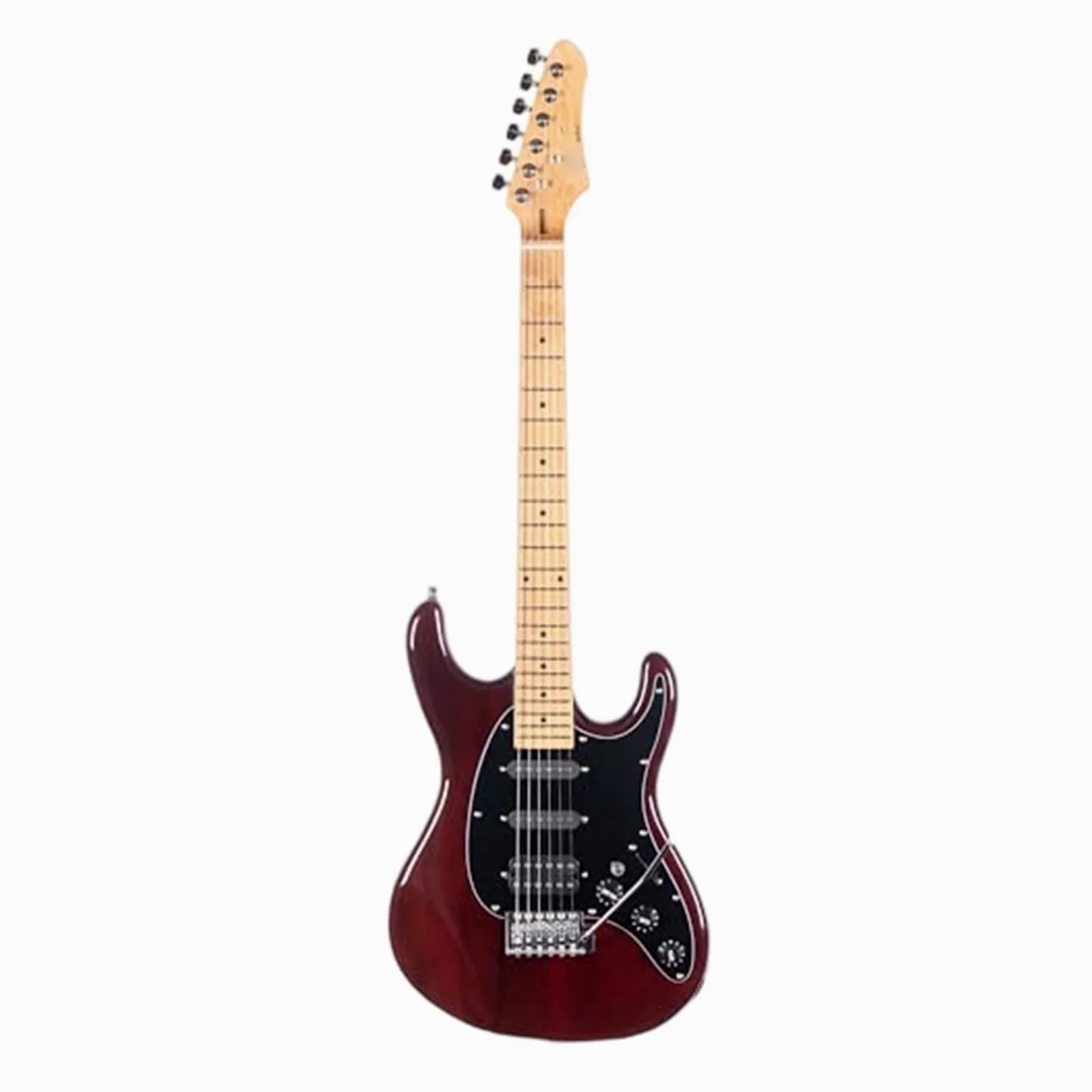 Chitarra Elettrica Strumenti Musicali Chitarra Elettrica A Corpo Solido Con Ponte Regolabile 7 Corde Pickup SSH Moderno In Legno Di Acero Prestazioni Professionali(Dark red)