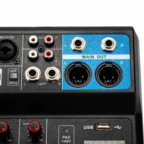 audio DJ mixer soundboard a 5 canali 48 V alimentazione phantom con Bluetooth USB MP3 Stereo Live DJ Studio Streaming per registrazioni professionali feste sul palco KTV