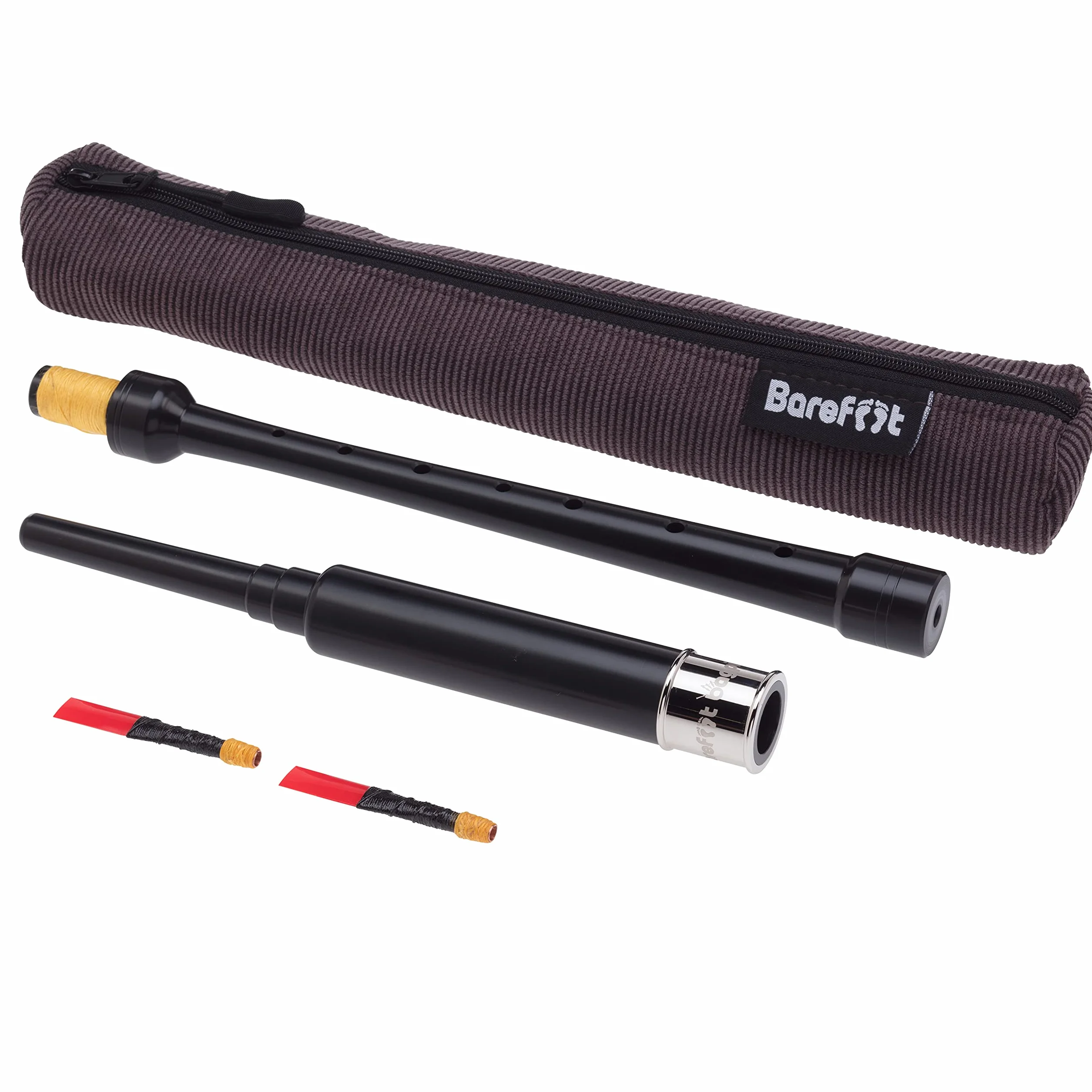 Bagpipe Practice Chanter 18 inches long, full size hole spacing, Nickel Plated Engraved Ferrule. Breathable Black Case. Bagpipes for Beginners Adult, 2 Bagpipe Practice Chanter Reeds