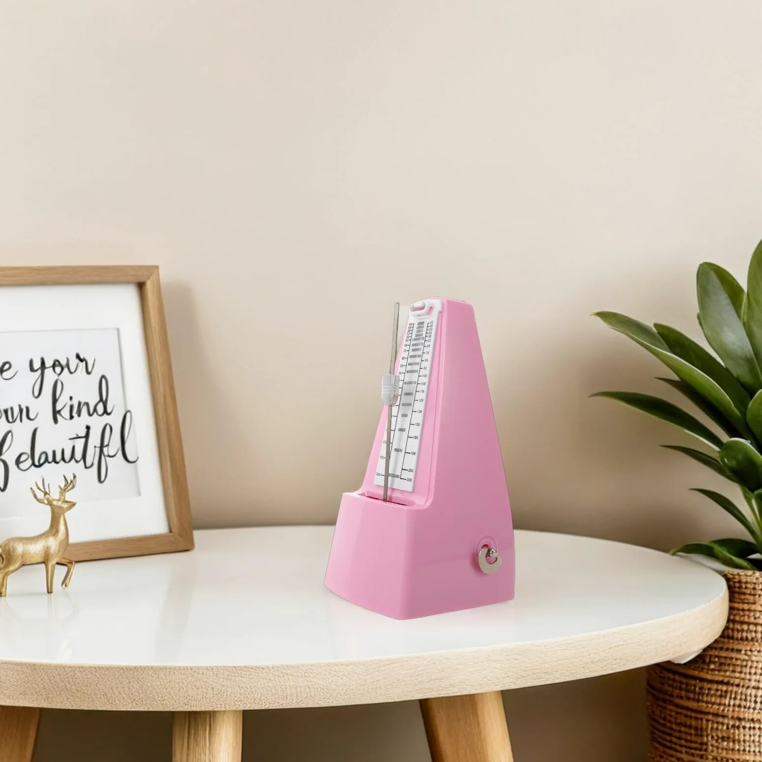Metronomo Meccanico di Precisione per Esami Pianoforte Rosa | Compatibile Chitarra e Batteria, per Studenti e Musicisti Avanzati, Portatile, Metallo e Plastico